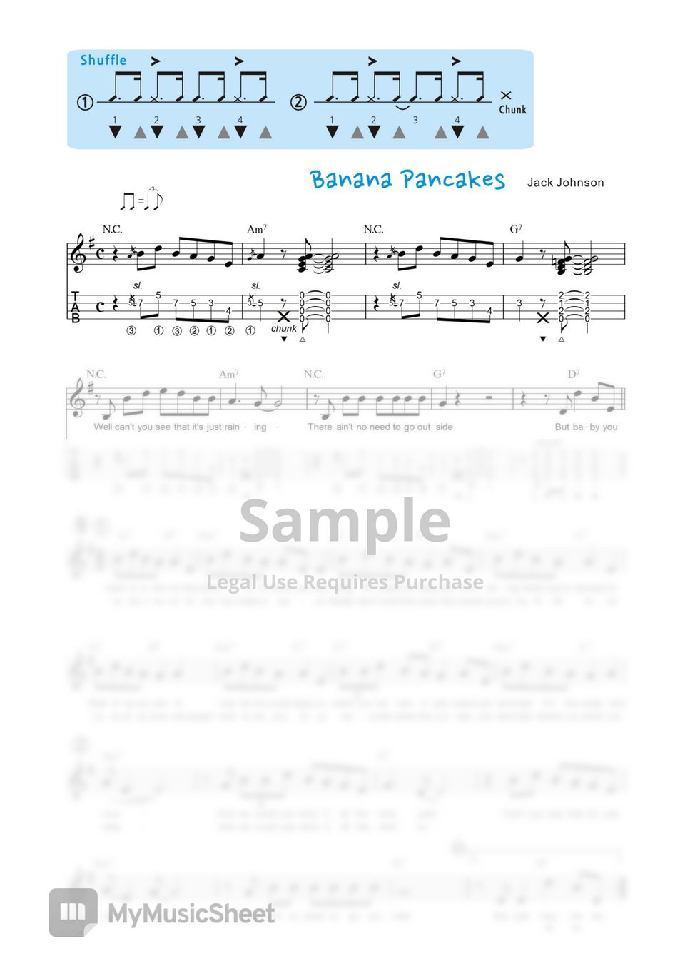 Jack Johnson Banana Pancakes (반주곡) Sheets by 싱글벙글 우쿨렐레