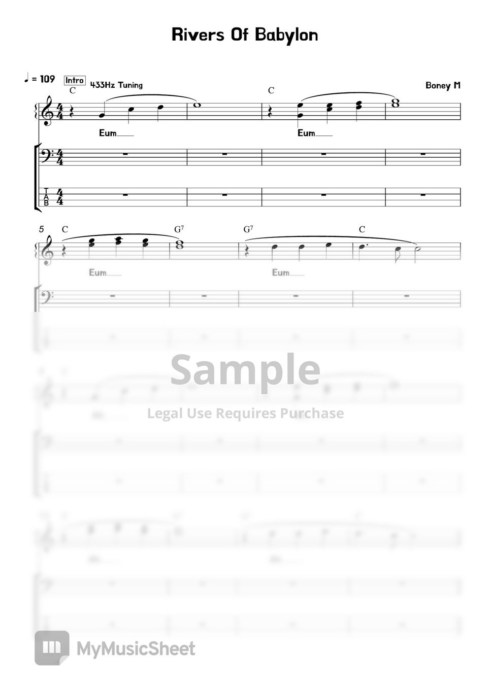 Boney M Rivers Of Babylon Sheets by 김미(Kimme)