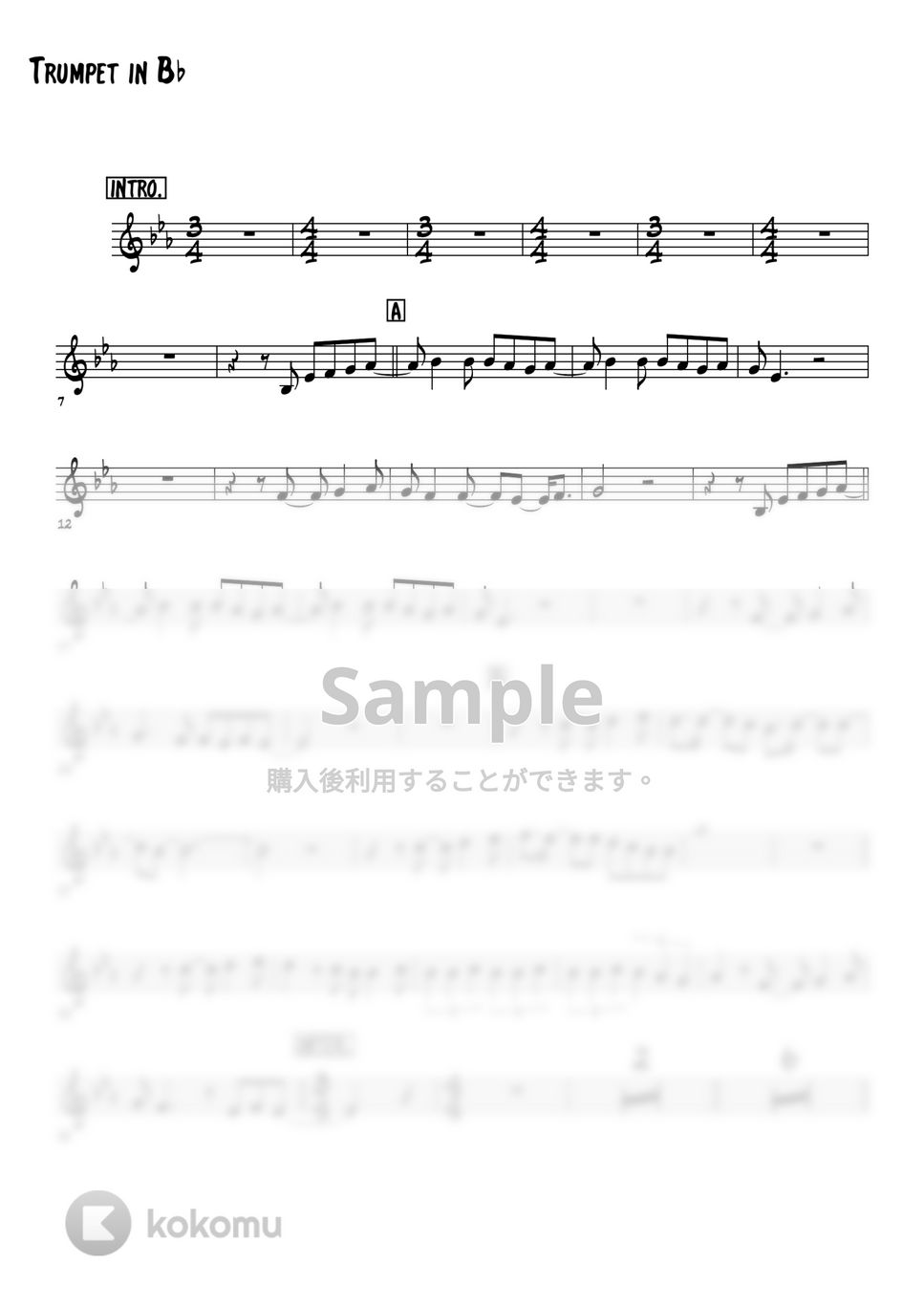 藤井フミヤ - TRUE LOVE (トランペットメロディー楽譜) by 高田将利