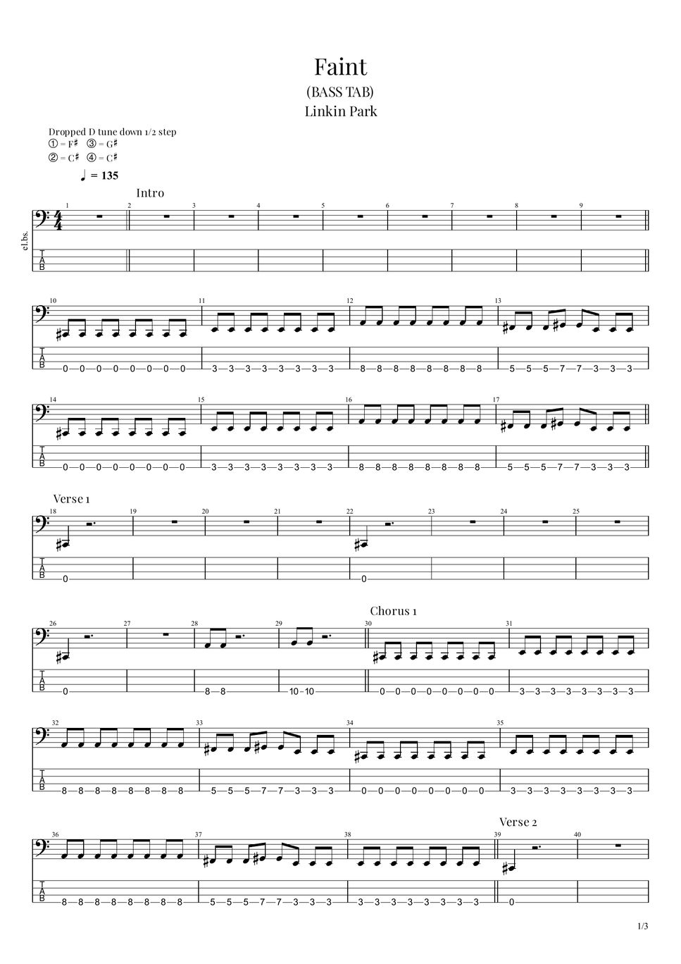 Linkin Park - Faint (BASS TAB + Guitar Pro) by Um Hanwool