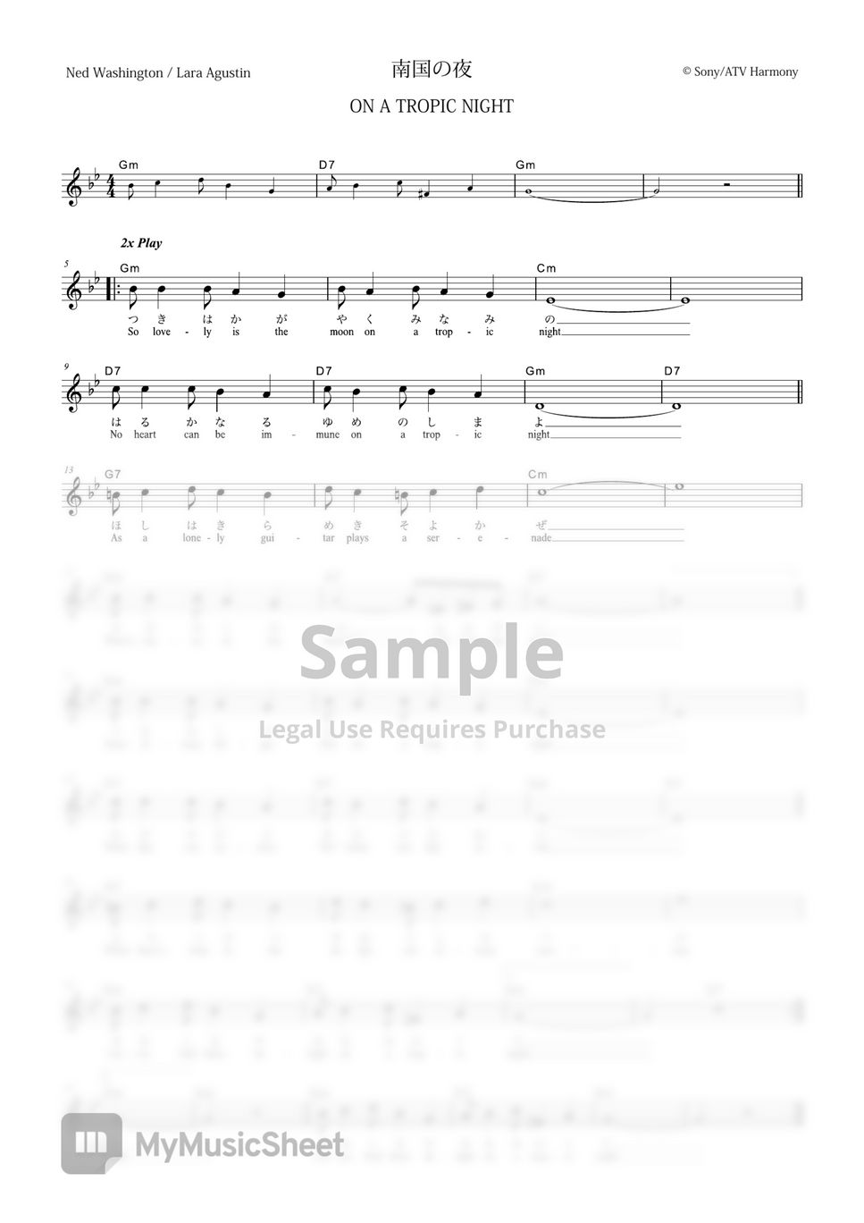 On a tropic night vocal magazine sheets by far east island record