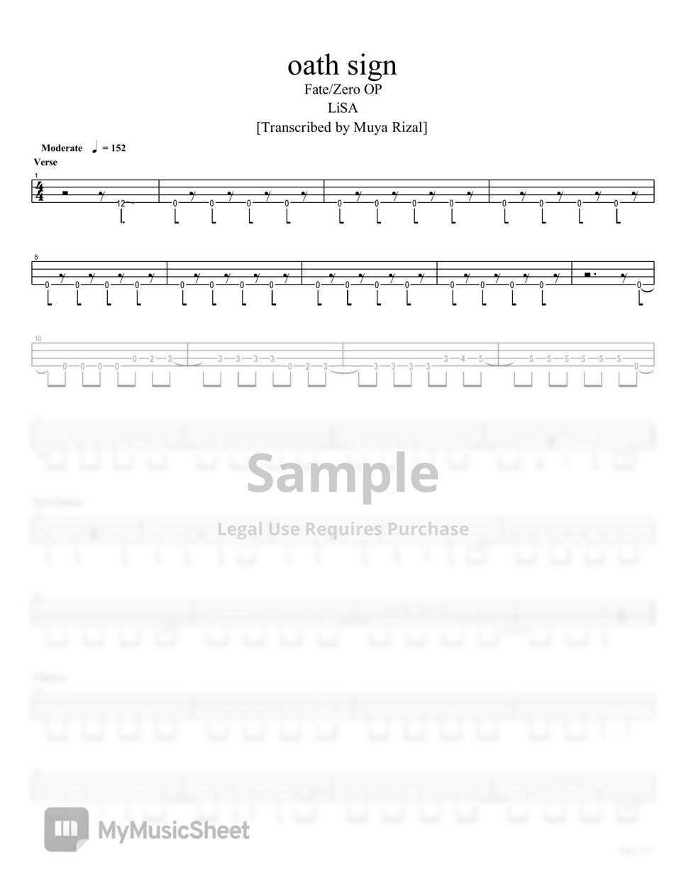 LiSA - oath sign (Bass TAB) by Muya