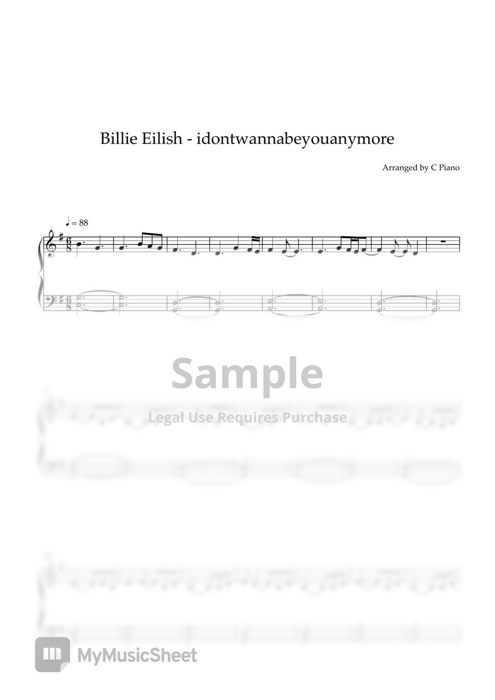 billie eilish - idontwannabeyouanymore (Easy Version) by C Piano