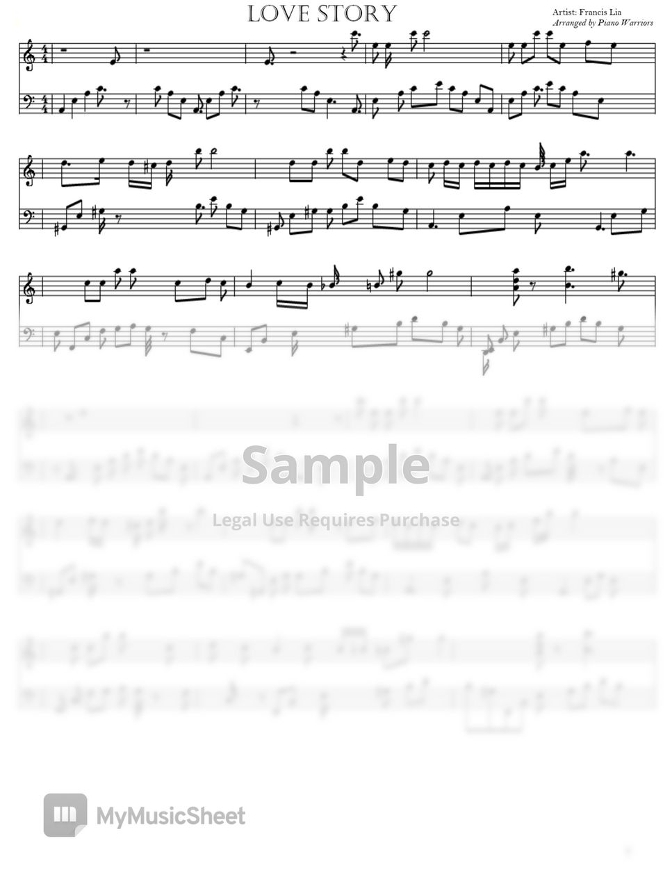 Francis Lia Love Story Theme Sheets By Piano Warriors   4def4a36aabef5cdb701d968c494b502