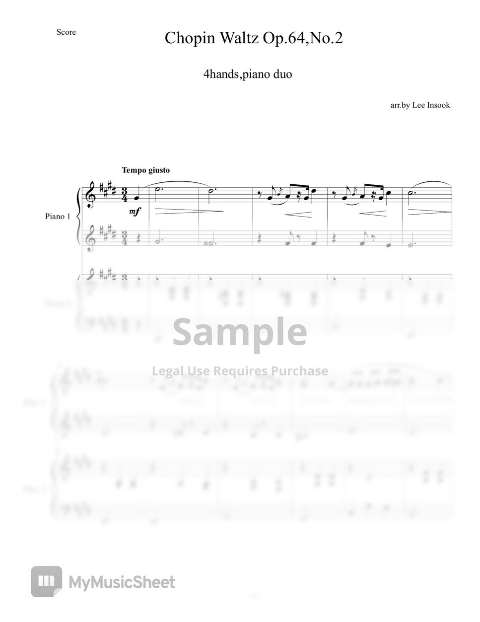 Chopin Waltz 4hands 악보