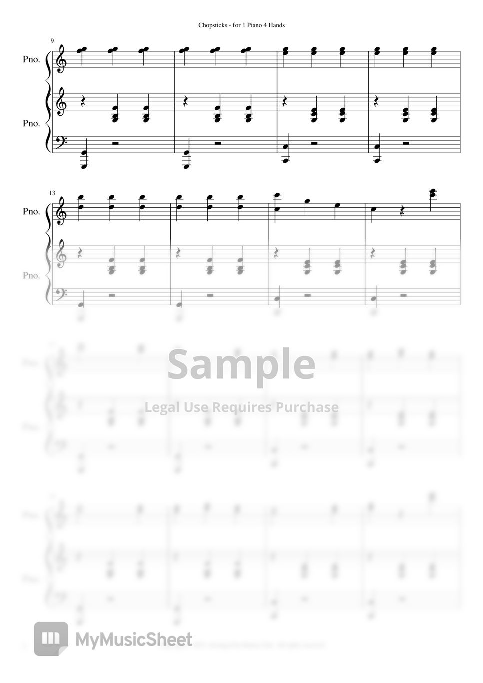de Lulli - Chopsticks (젓가락 행진곡)- 피아노 듀엣 (1Piano 4 Hands) (Easy Level) by HANNA