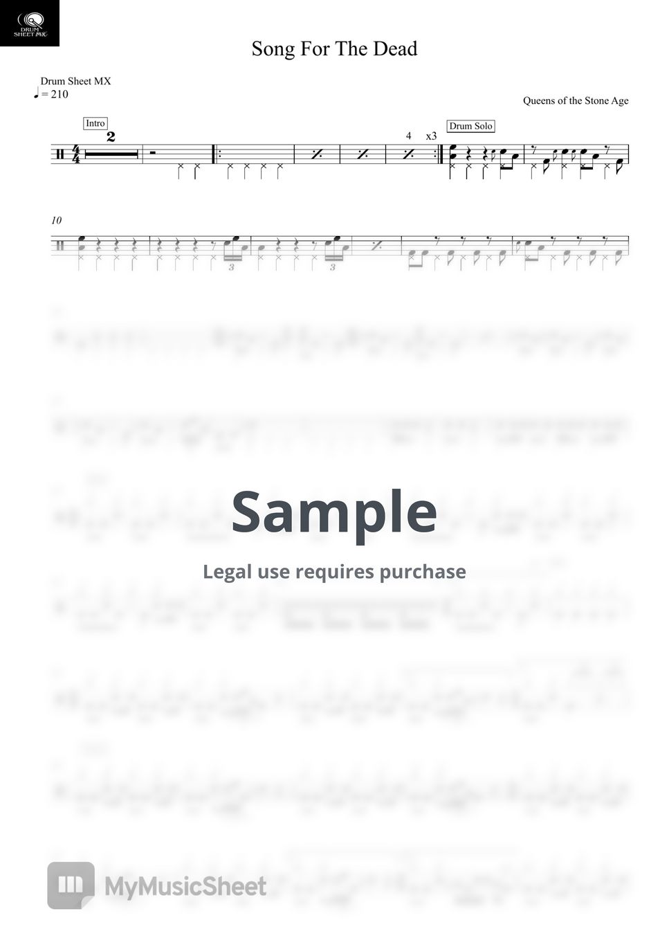 Queens of the Stone Age - Song For The Dead Sheets by Drum Sheet MX