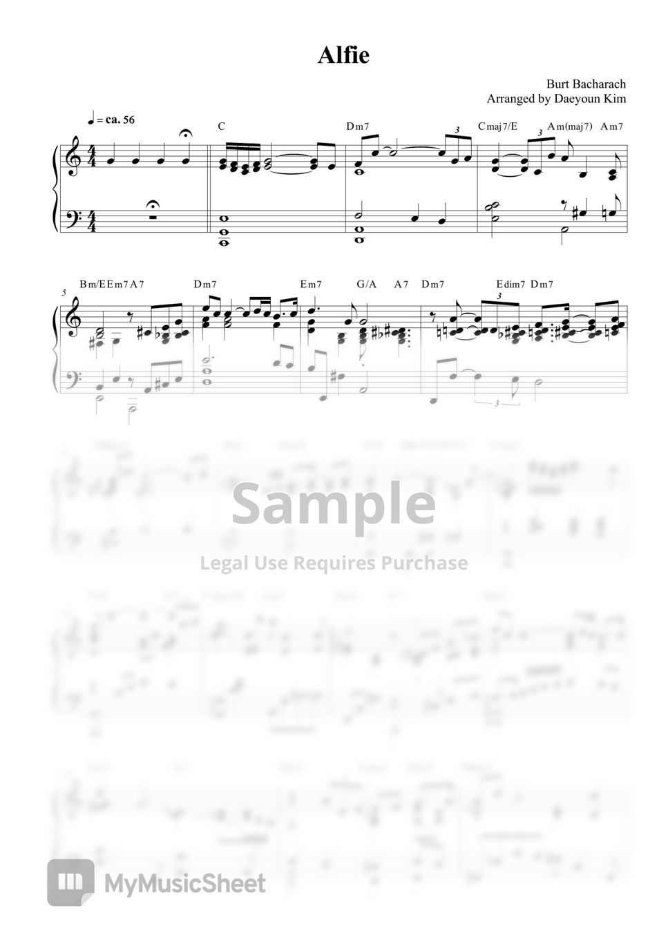 Burt Bacharach Alfie Sheets by Daeyoun Kim