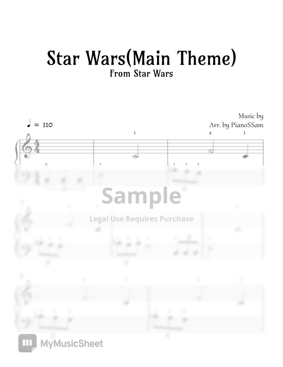 John Williams - [Beginner] Star Wars Main Theme (Star Wars) by PianoSSam