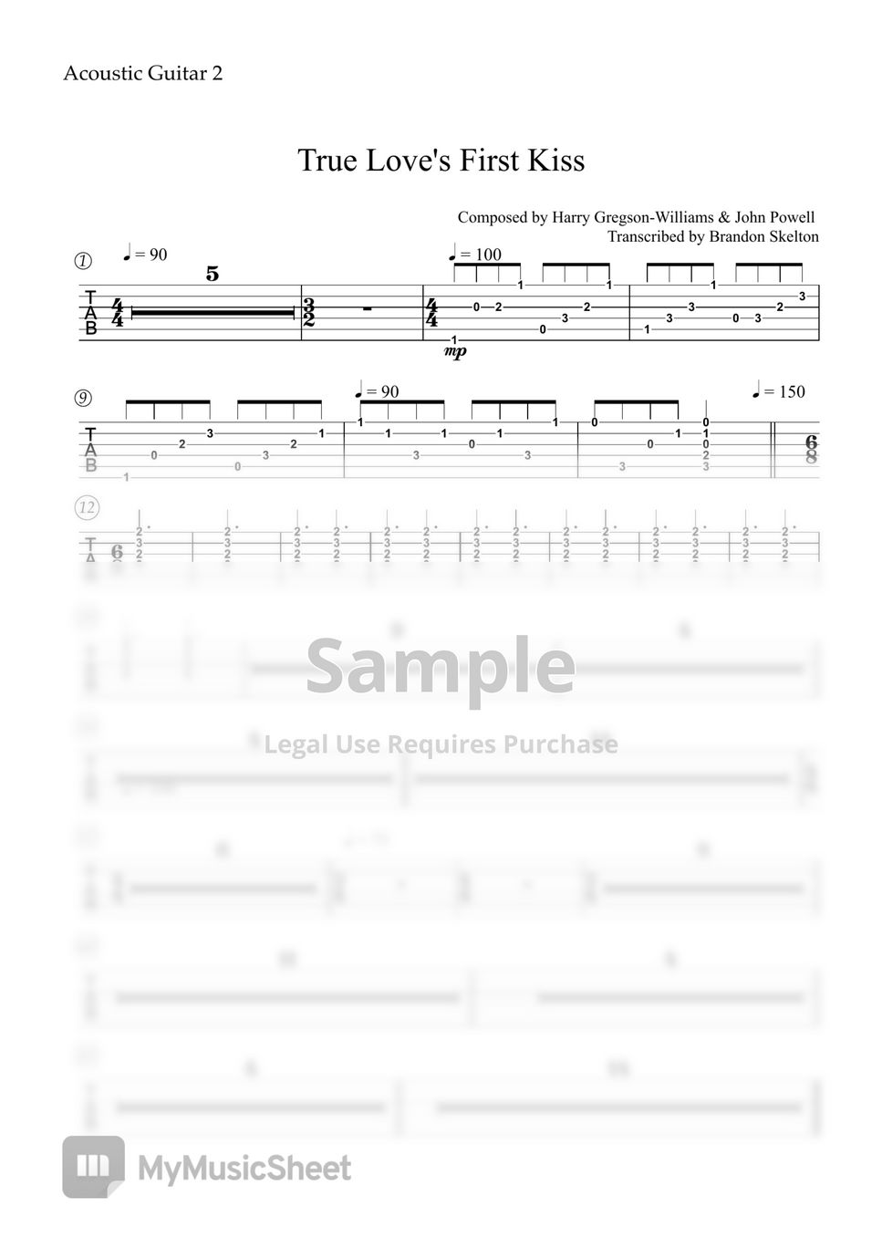 True Love's First Kiss sheet music for piano solo (PDF)