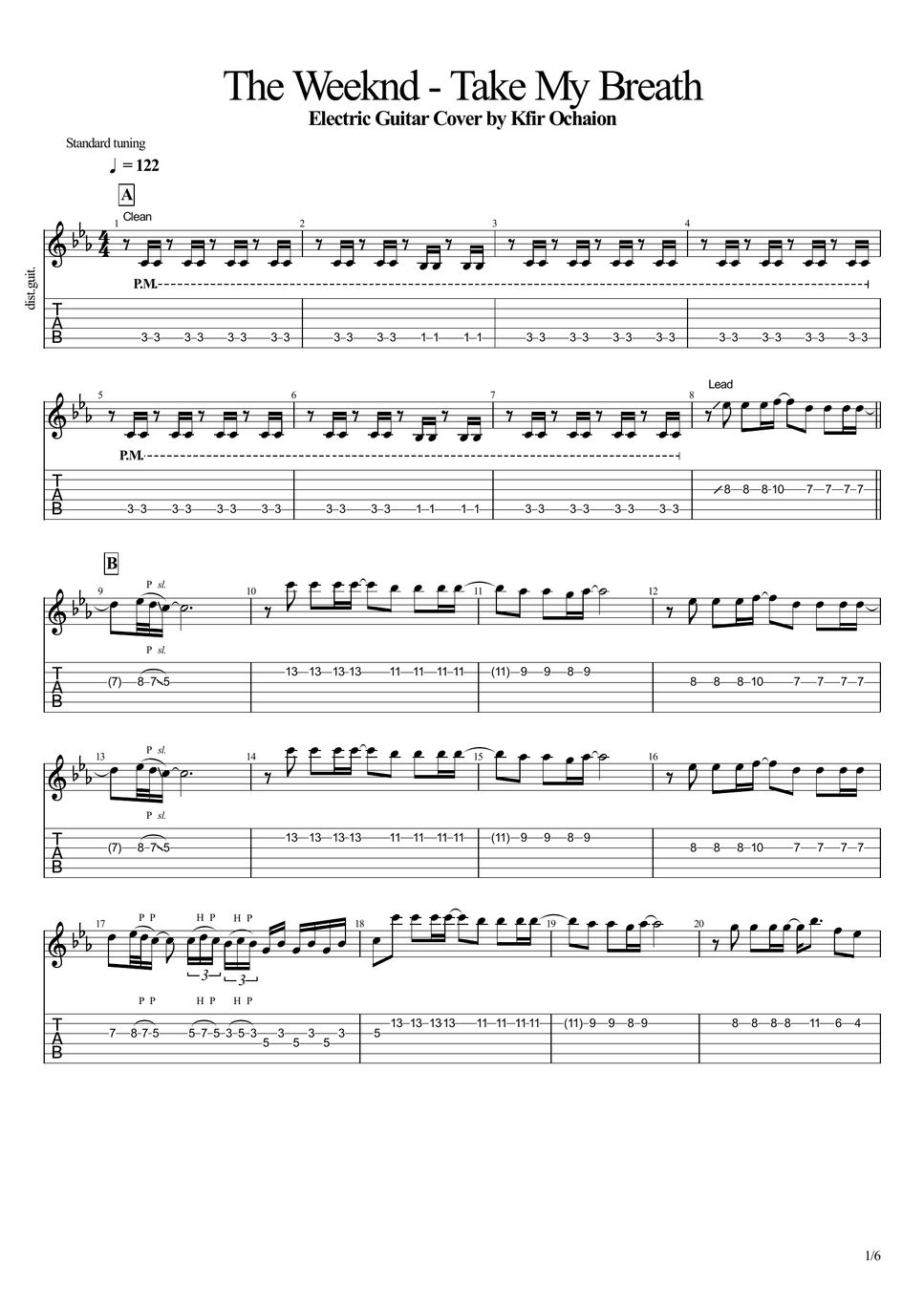 The Weeknd Take My Breath TAB by Kfir Ochaion