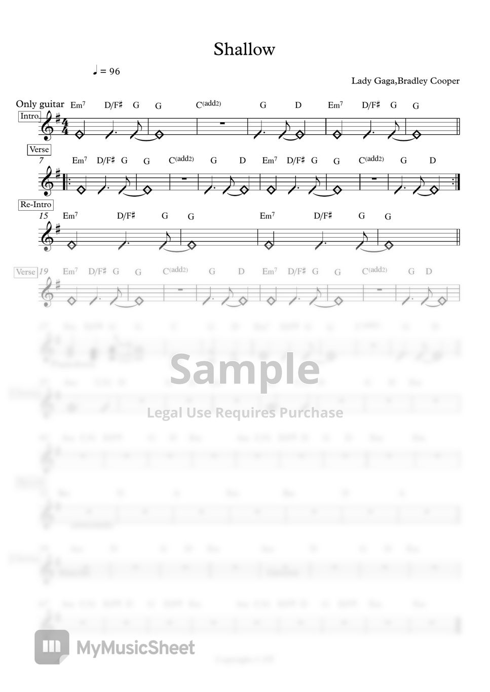 Lady Gaga - Shallow (spartito accordi) by Francesco Piantoni