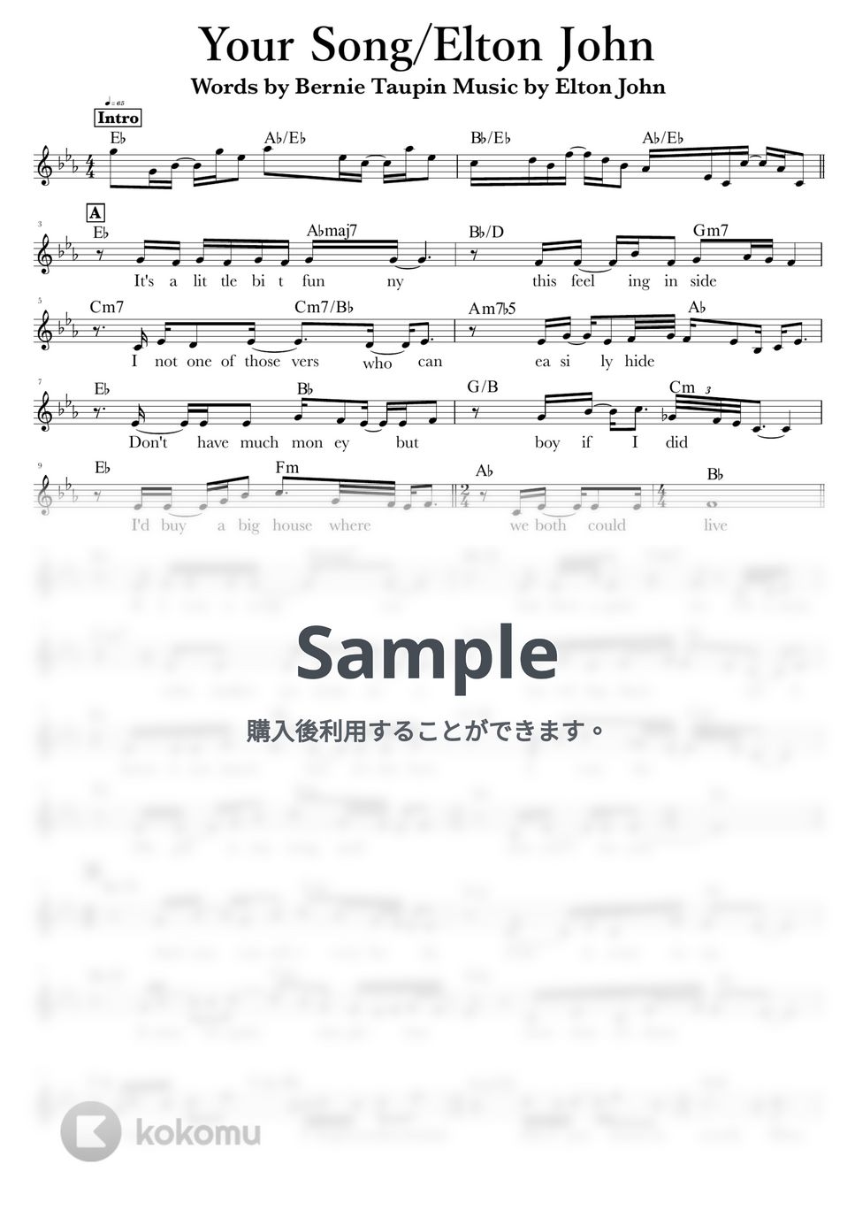 Elton John - Your Song by NOTES music