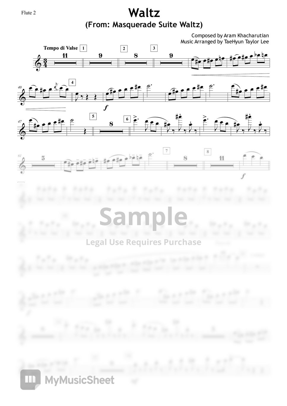 Waltz (from Masquerade) Violin 1 Sheet Music by Aram