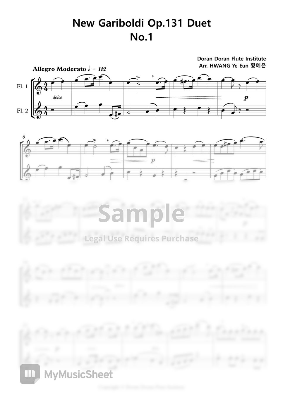 New Gariboldi Op.131 Flute Etude Duet - No.01 Sheets