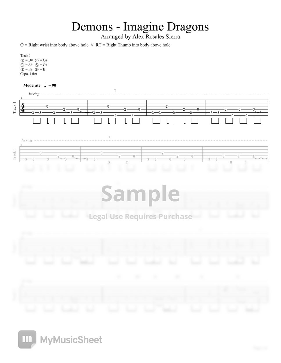 Imagine Dragons Demons (Fingerstyle) Sheets by Alex Rosales Sierra