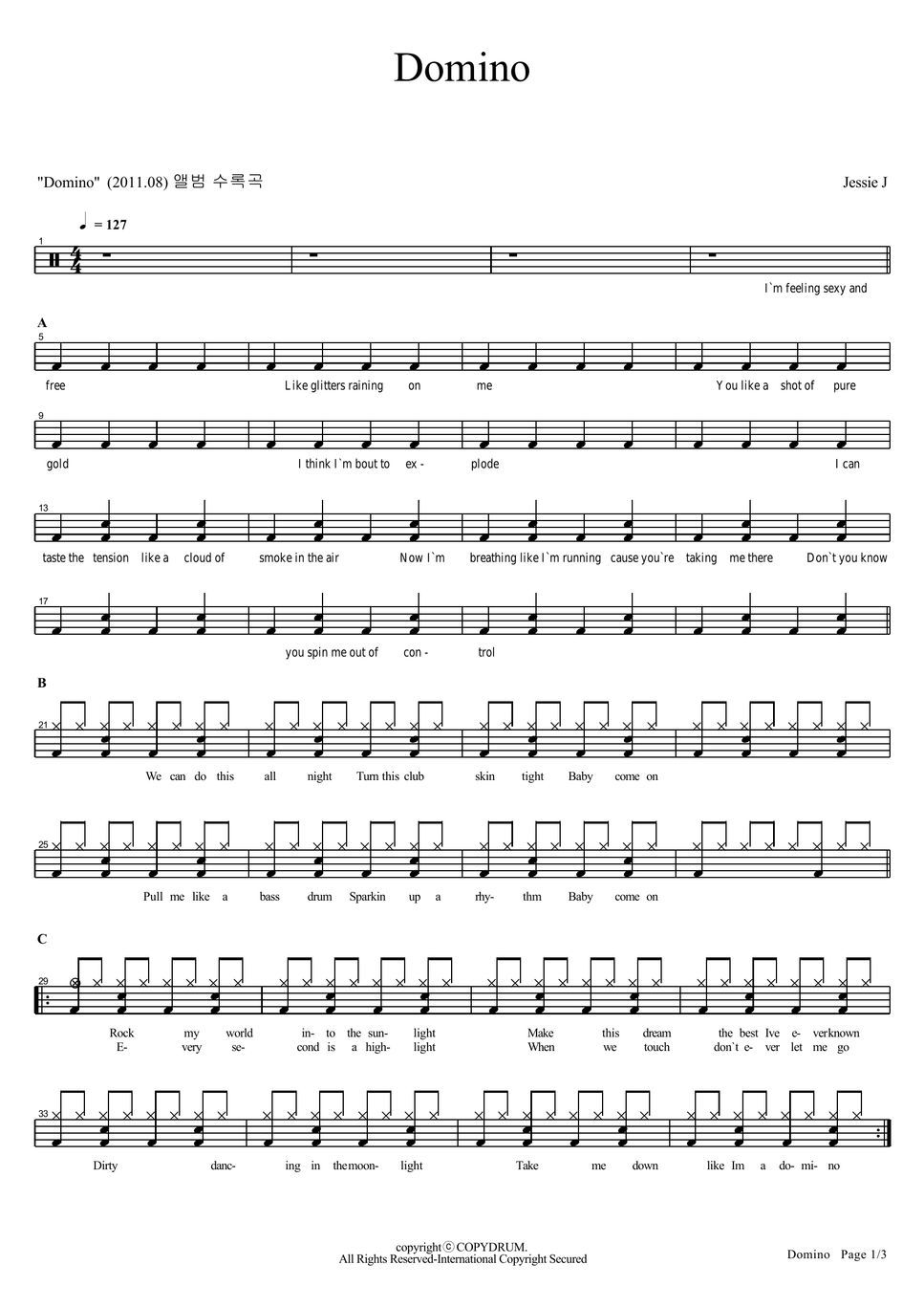 Jessie J Domino Sheets By COPYDRUM