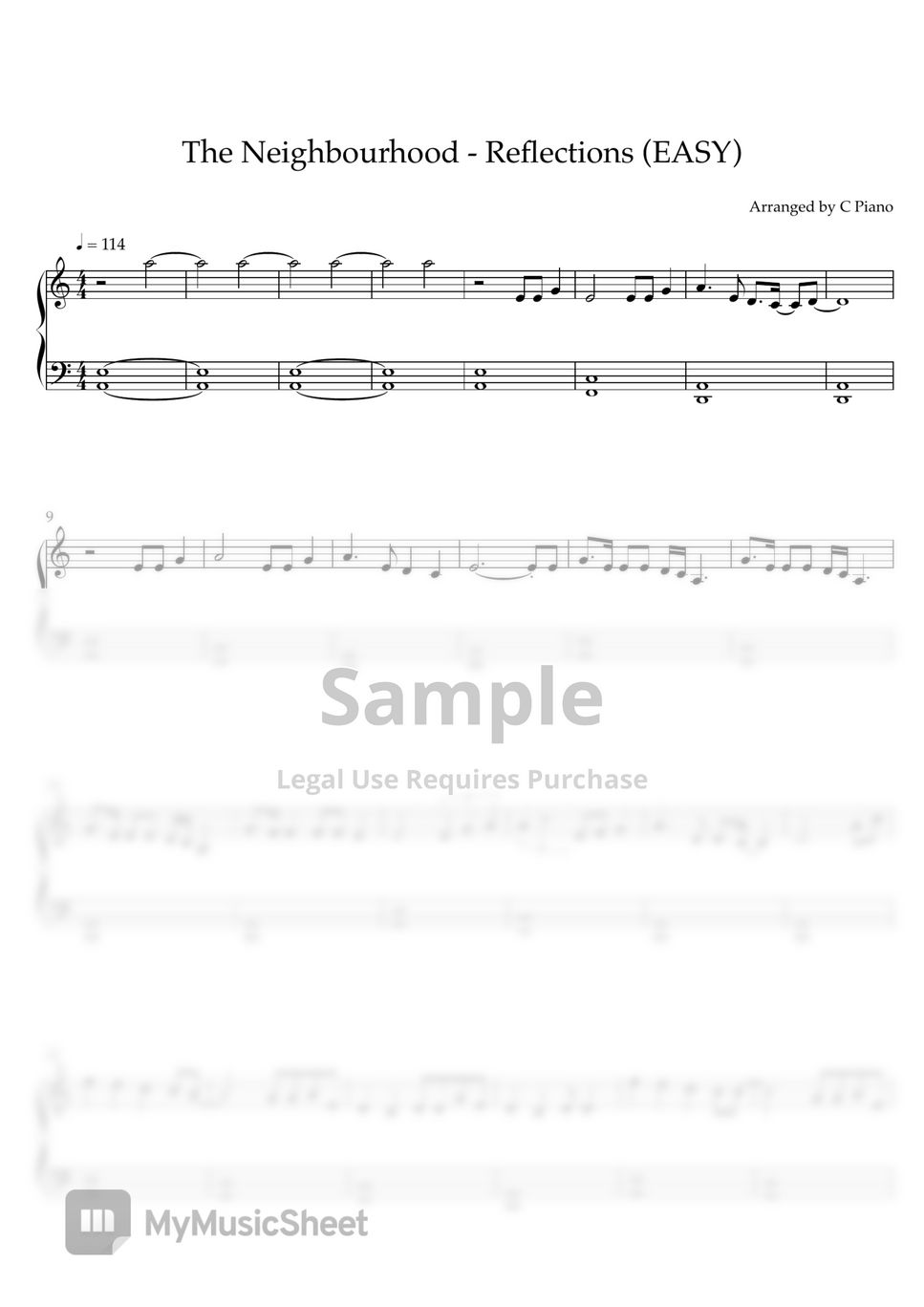 Reflections – The Neighbourhood GUITAR MELODY TAB Sheet music for