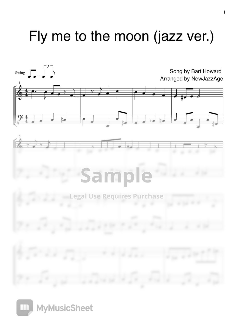 Bart Howard Fly me to the moon (jazz ver.) Sheets by NewJazzAge