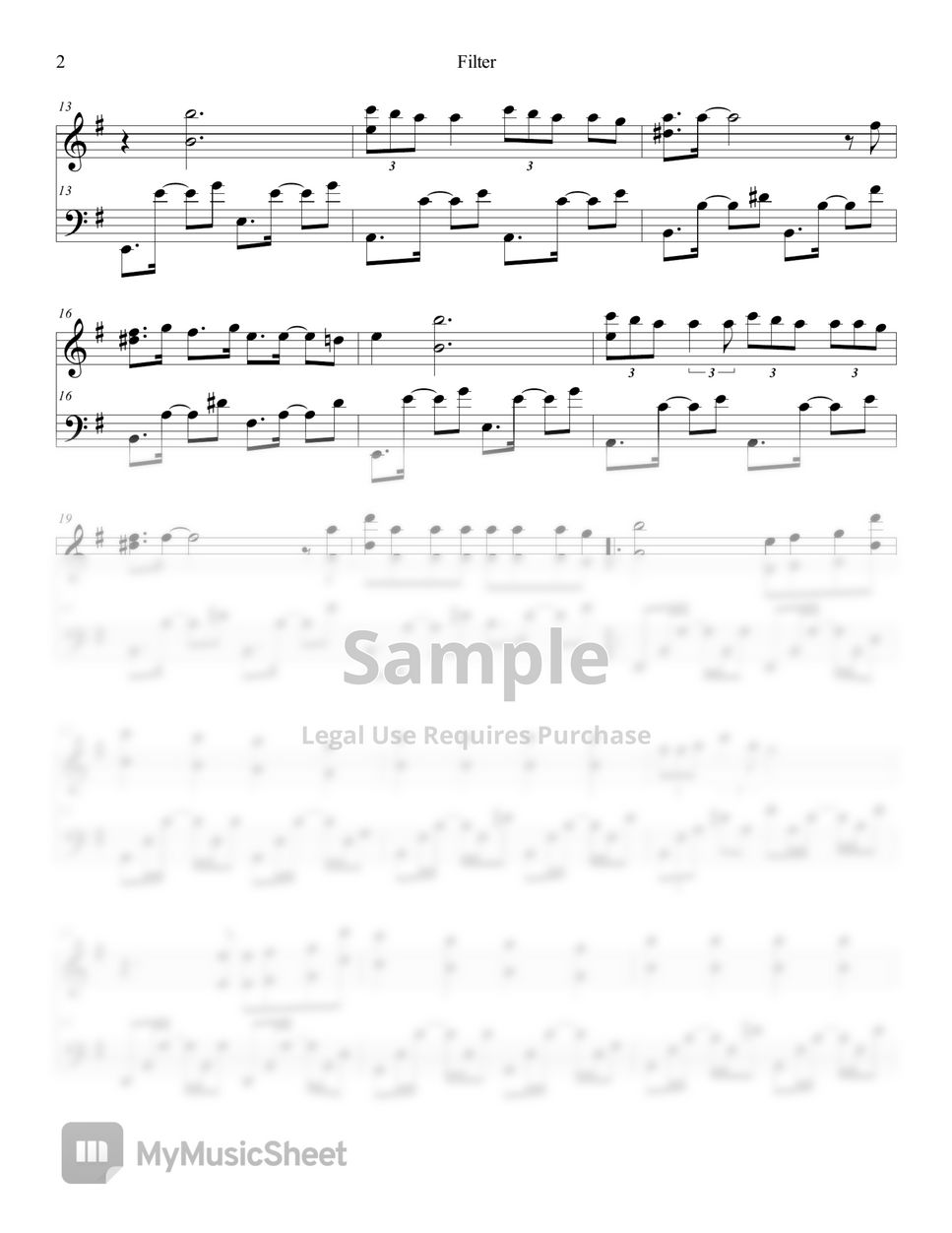 BTS JIMIN Filter (+ East key) Sheets by Lunar Piano