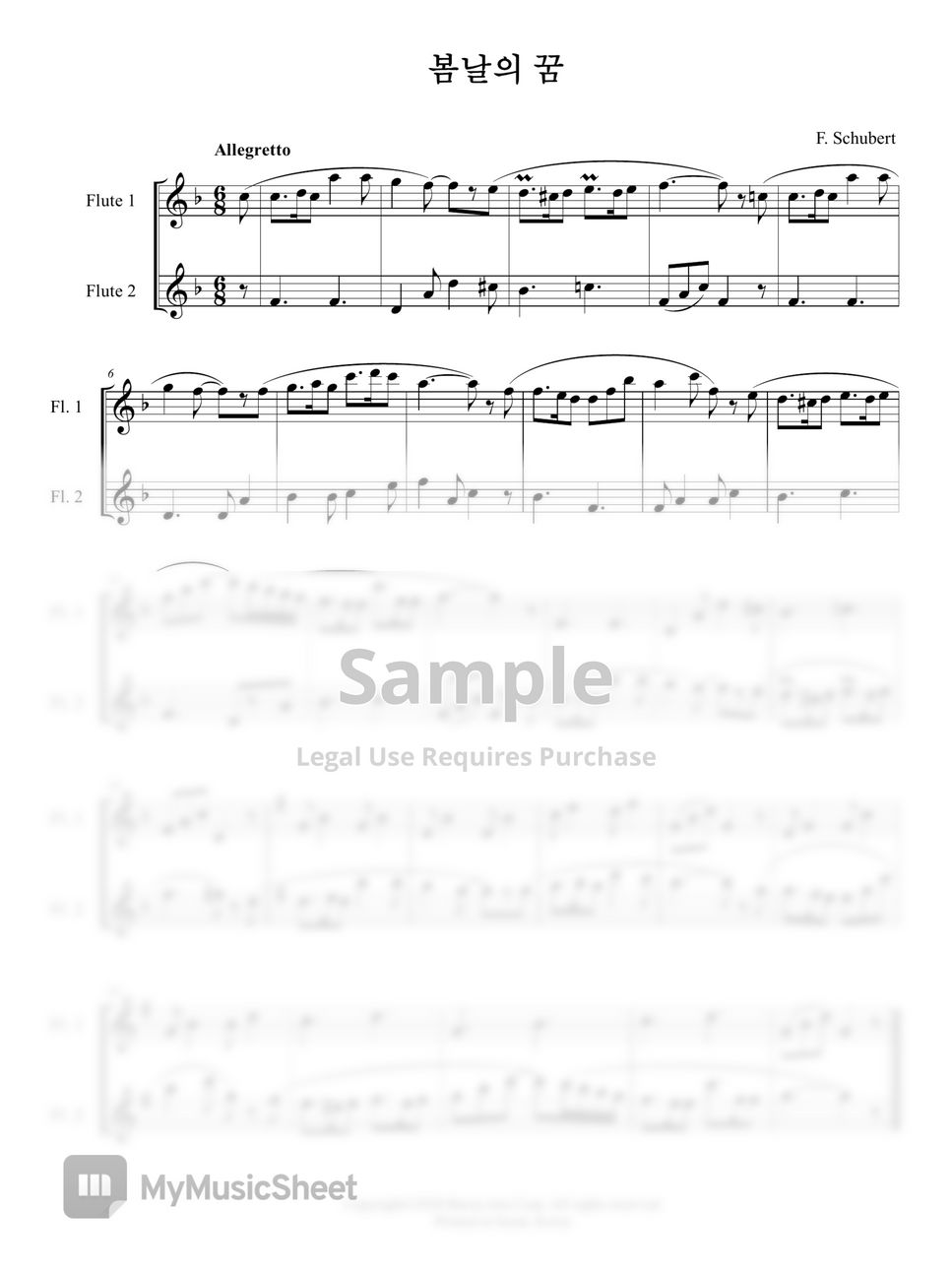 F. Schubert - 봄날의 꿈(플룻 듀엣, Flute Duet) (플룻 듀엣) by 바론아트