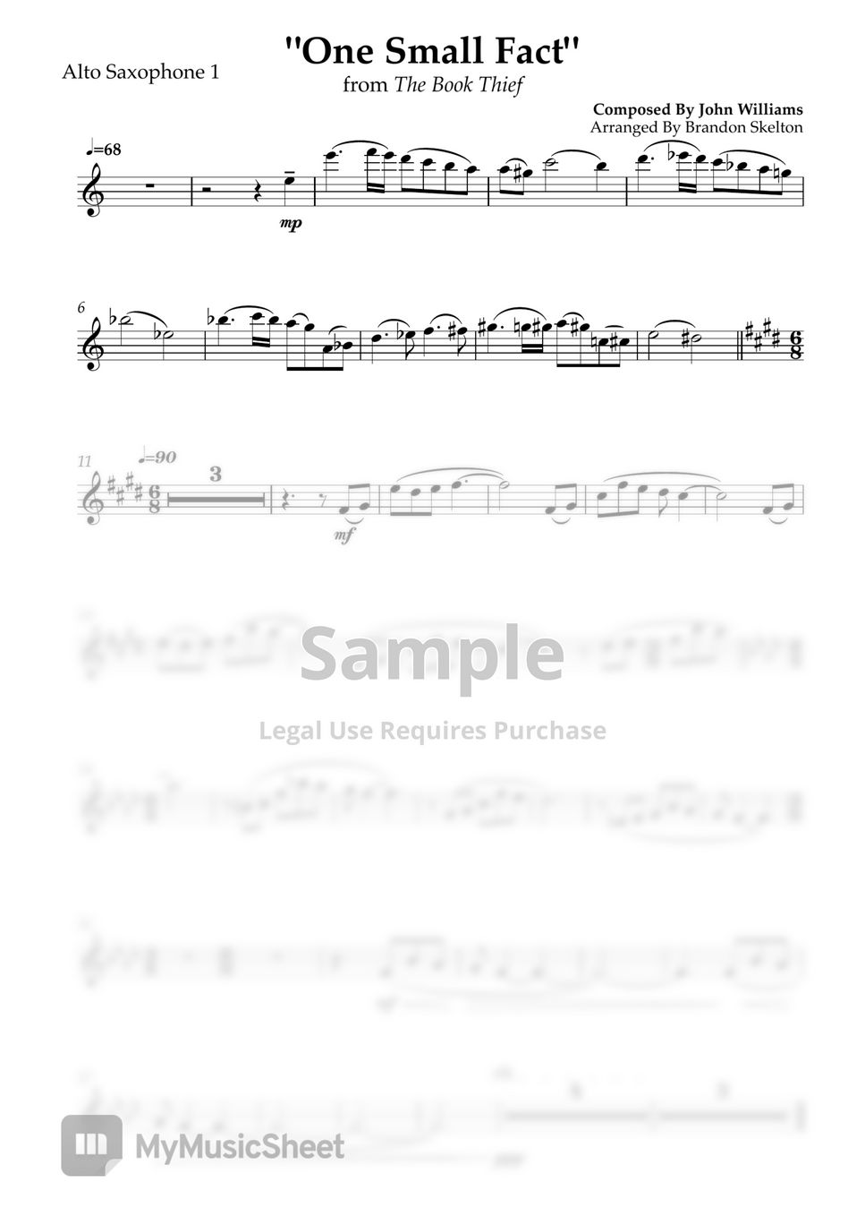 john-williams-one-small-fact-parts-sheets-by-brandon-skelton