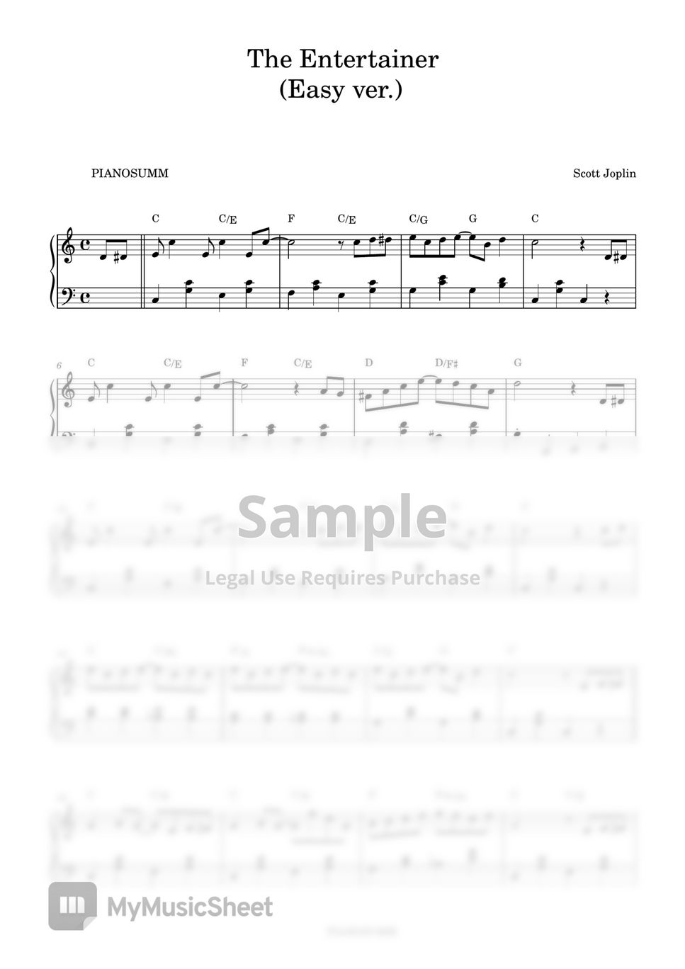 Scott Joplin - The Entertainer (Easy ver.) by PIANOSUMM