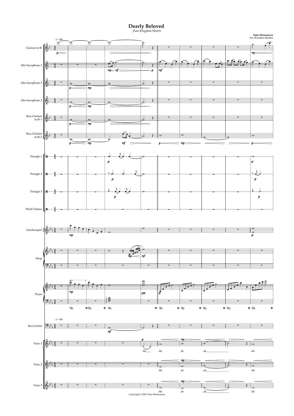 Yoko Shimomura Kingdom Hearts Dearly Beloved Full Score Sheets By Brandon Skelton 5019