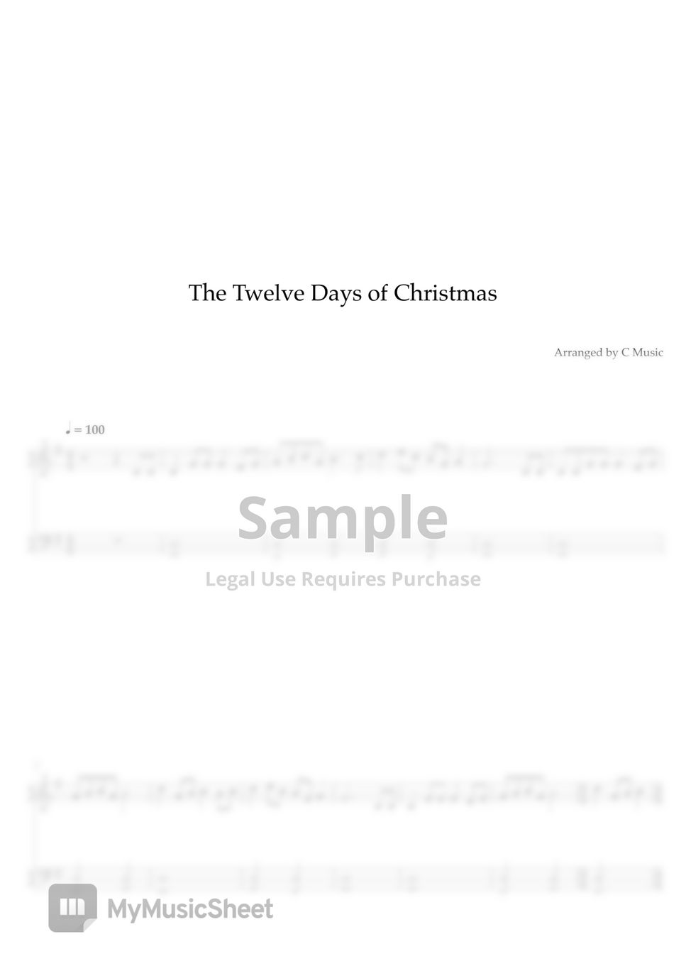 Traditional Christmas Carol - The Twelve Days of Chritmas (Easy Version) by C Music