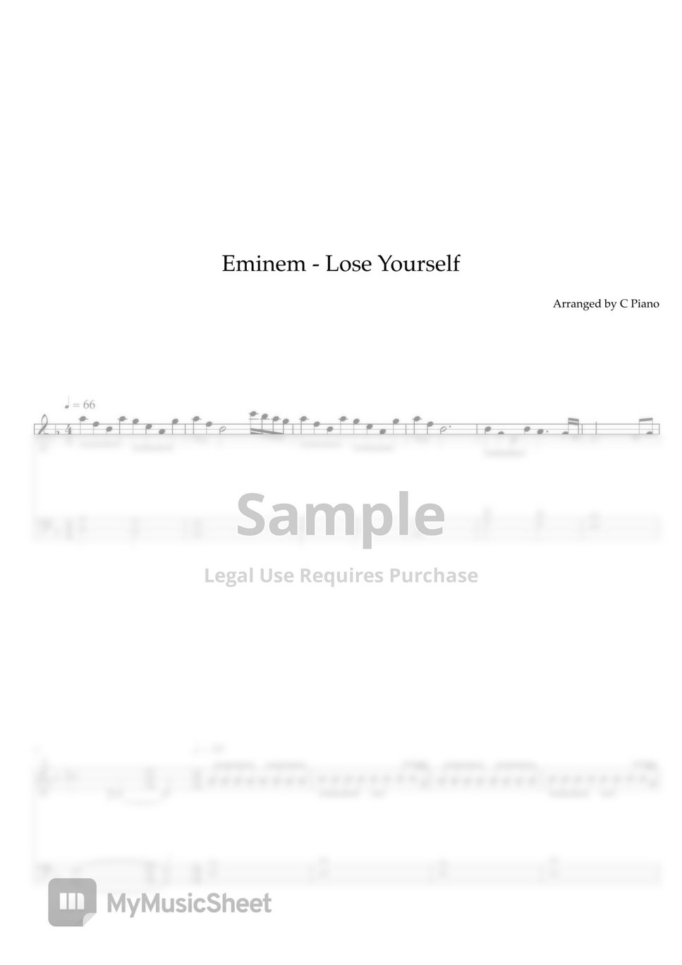 Eminem Lose Yourself Easy Version Sheets By C Piano 