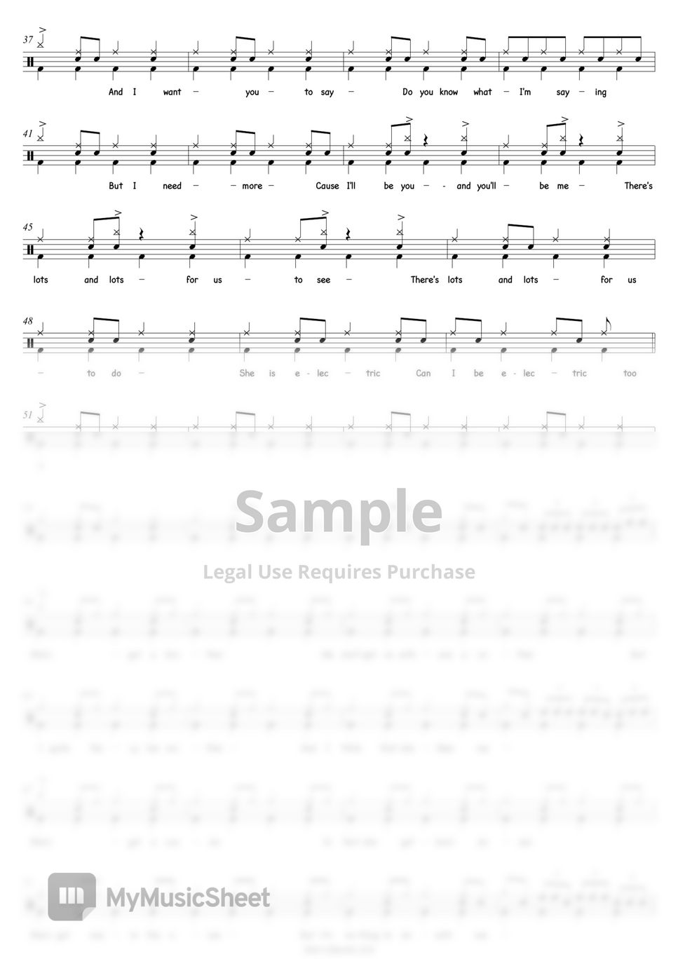 Oasis She's Electric Drums Sheets