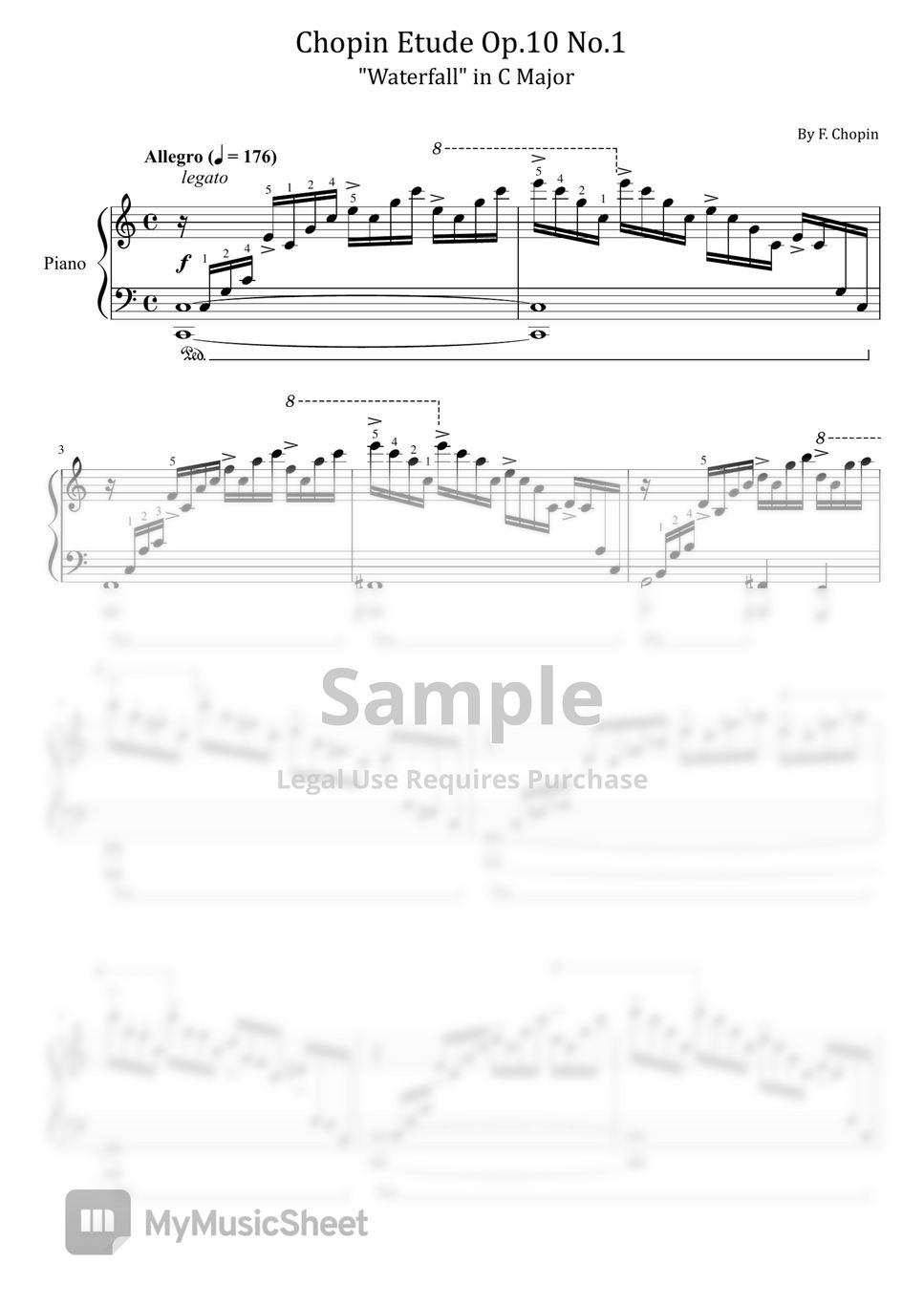 F. Chopin - Chopin Etude Op.10 No.1 "Waterfall" (in C Major -  (With Finger Number),Original Version) by poon