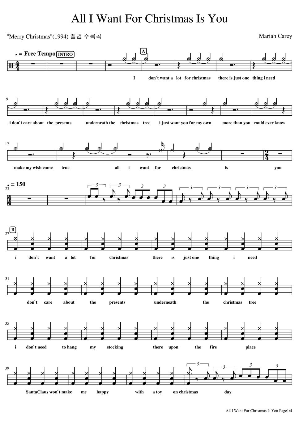 Mariah Carey All I Want For Christmas Is You Sheets by XDrum