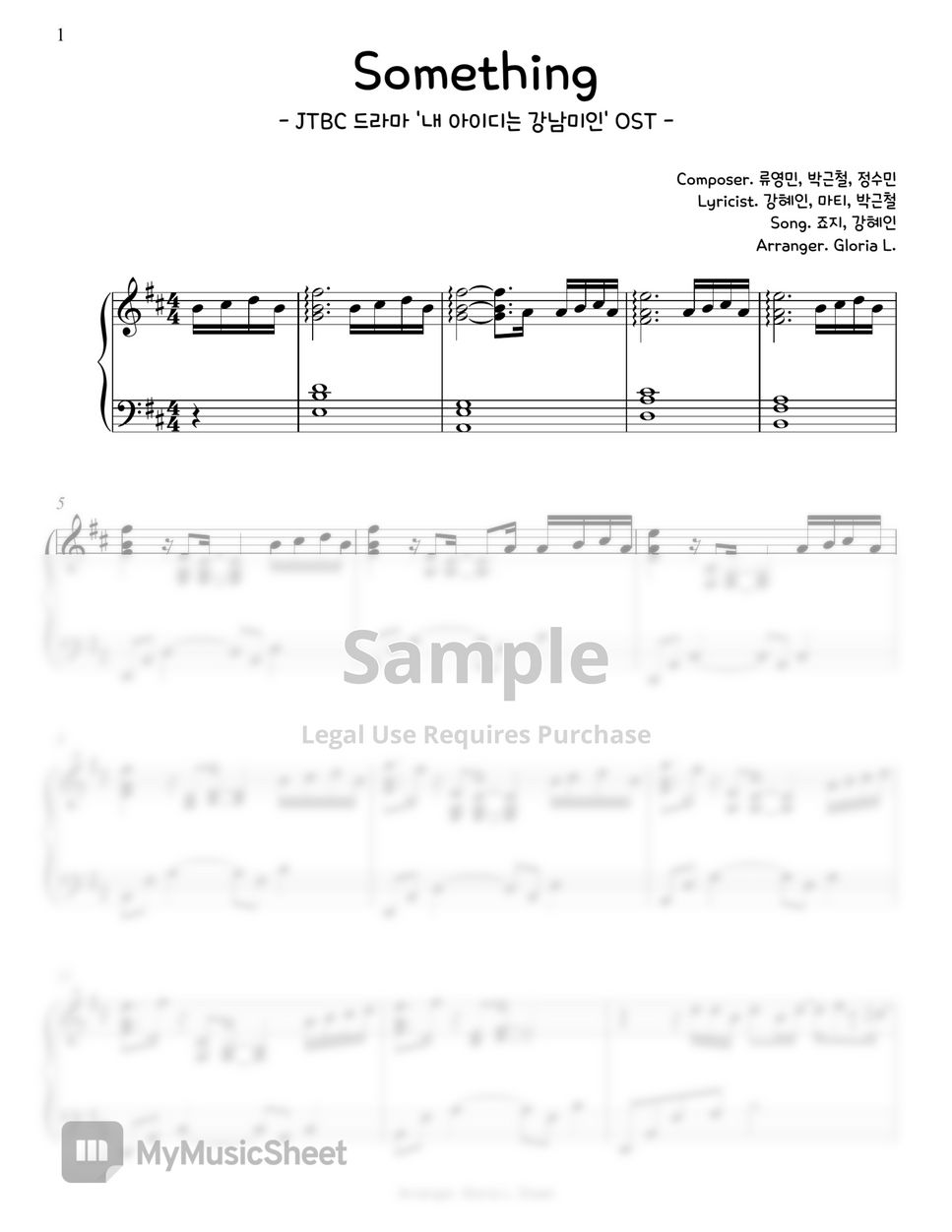 죠지, 강혜인 - Something (My ID Gangnam Beauty) Piano Sheet by. Gloria L.
