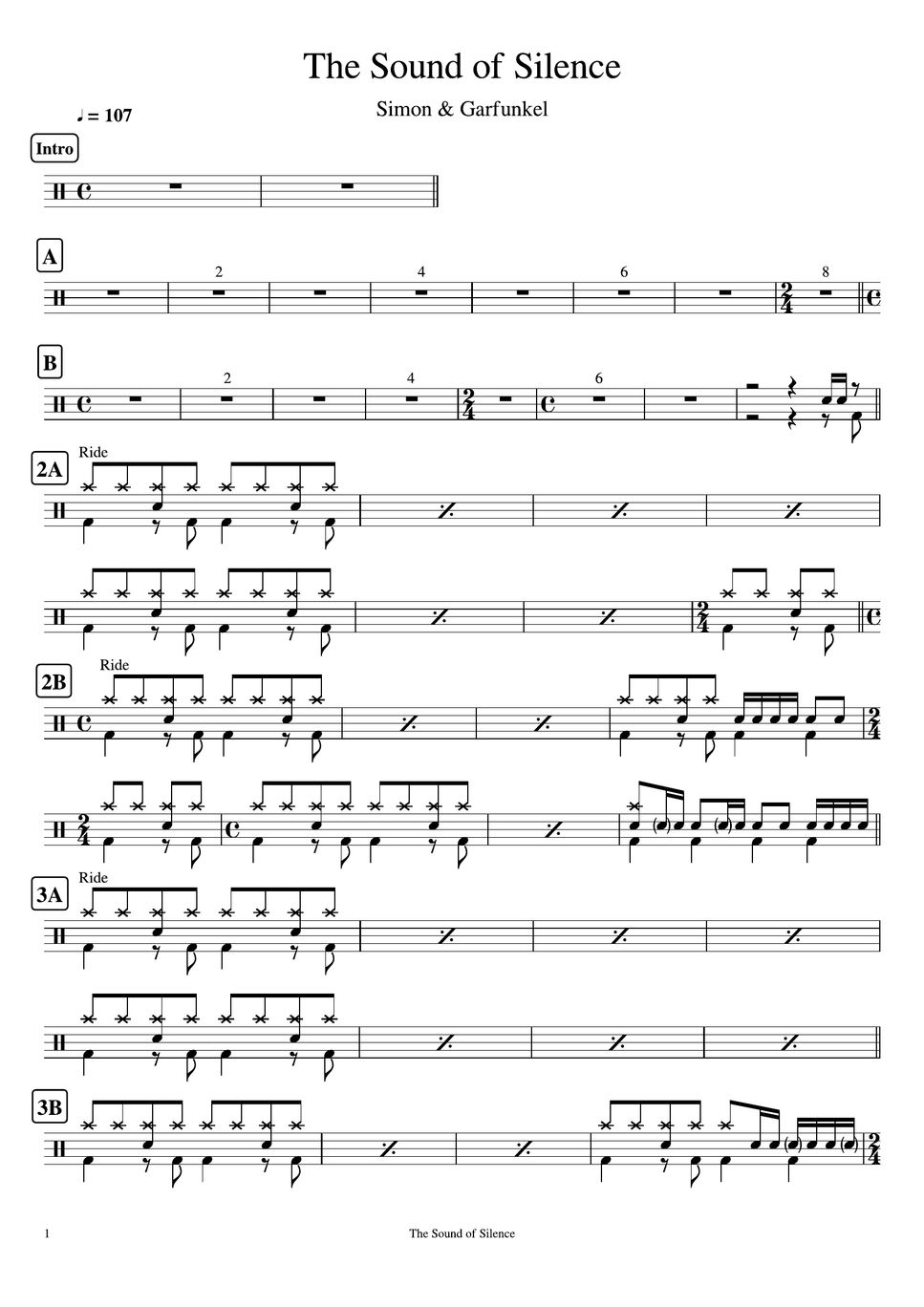 Simon & Garfunkel The Sound of Silence Sheets by Cookai's Jpop Drum