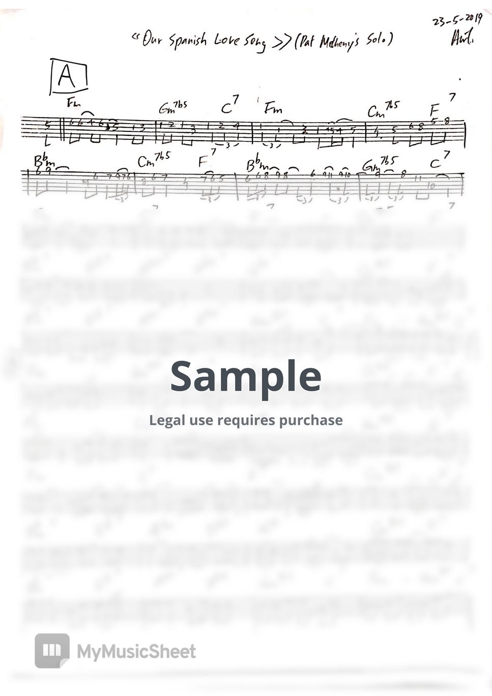 Pat Metheny / Charlie Haden - Our Spanish Love Song - guitar solo (tab ...