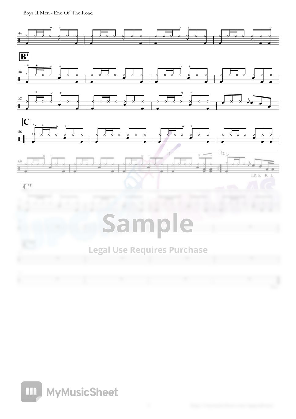 Boyz II Men - End Of The Road Sheets by UPGRADRUMS