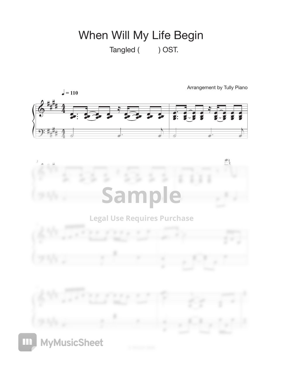 Tangled OST - When Will My Life Begin (E Major&F Major) by Tully Piano
