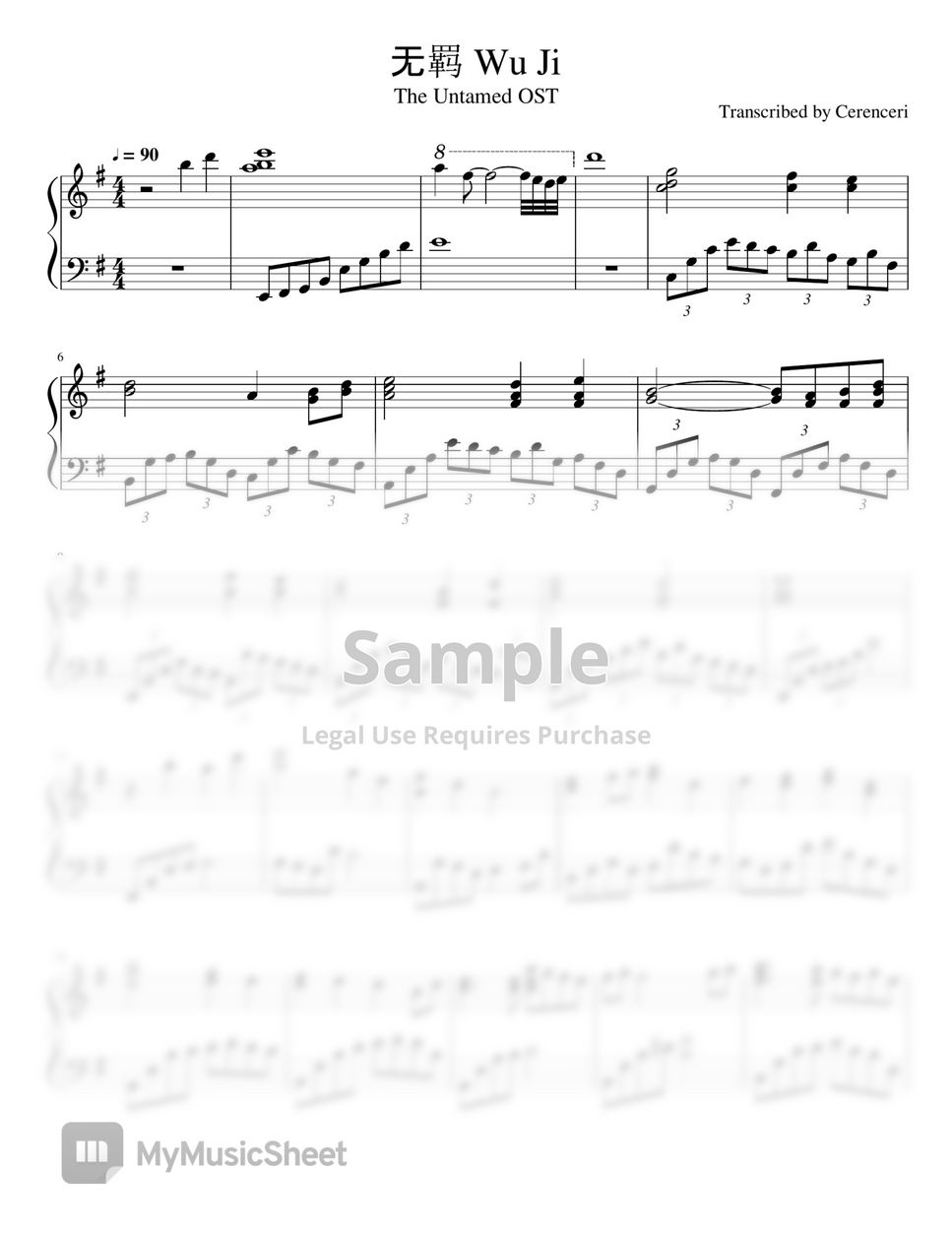 Sean Xiao ft Wang Yibo 无羁 Wu Ji (The Untamed OST) Sheets by Cerenceri