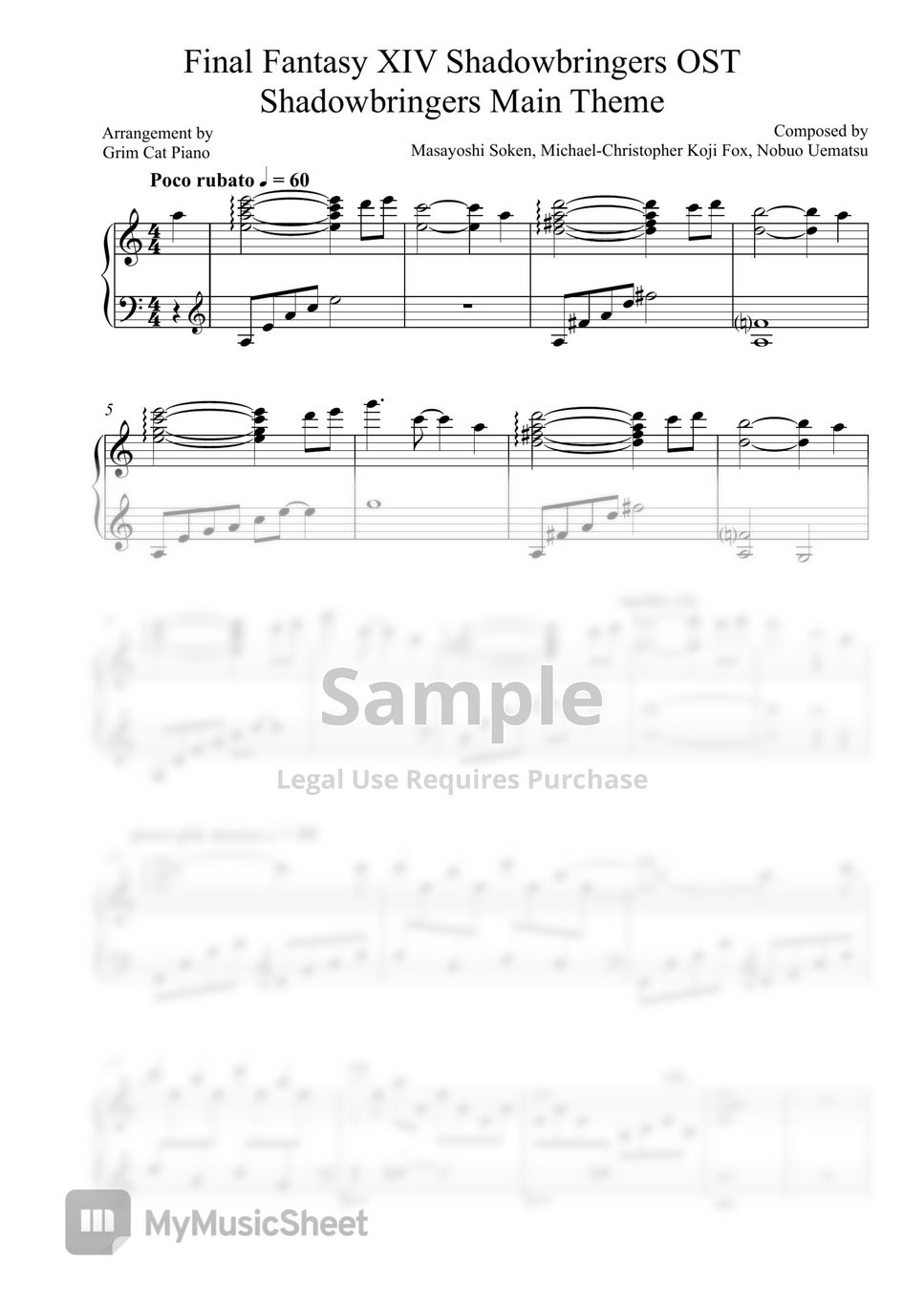 Final fantasy xiv shadowbringers shadowbringers main theme sheets by