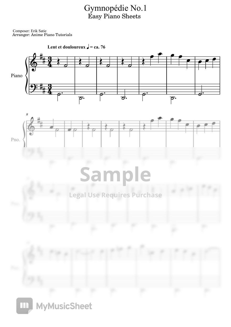 Erik Satie - Gymnopédie No.1 by Anime Piano Tutorials