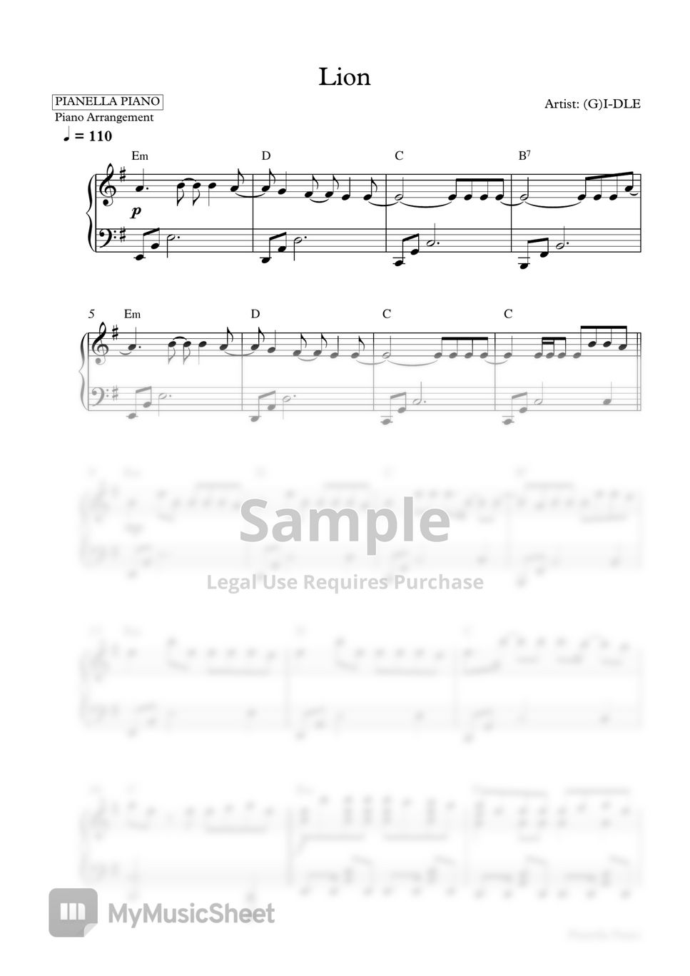 (G)I-DLE - Lion (Piano Sheet) by Pianella Piano