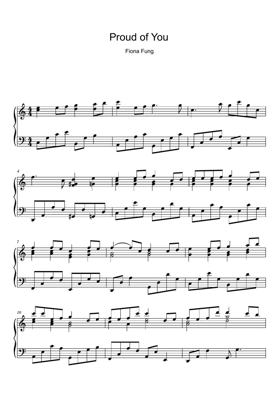 Fiona Fung Proud Of You Sheet Music MIDI Sheets By Roxette