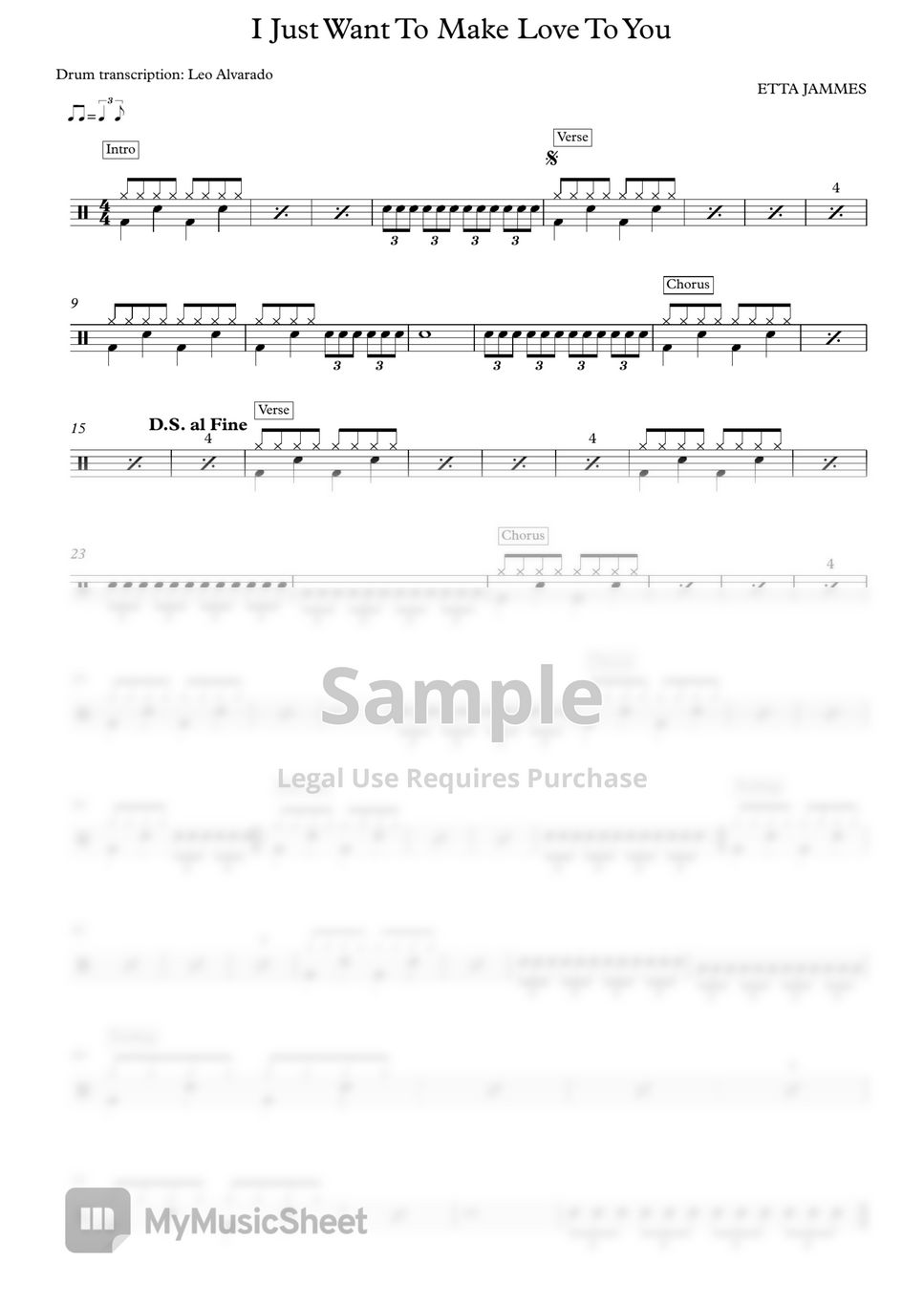 ETTA JAMMES I JustWant To Make Love ToYou Sheets By Drum 