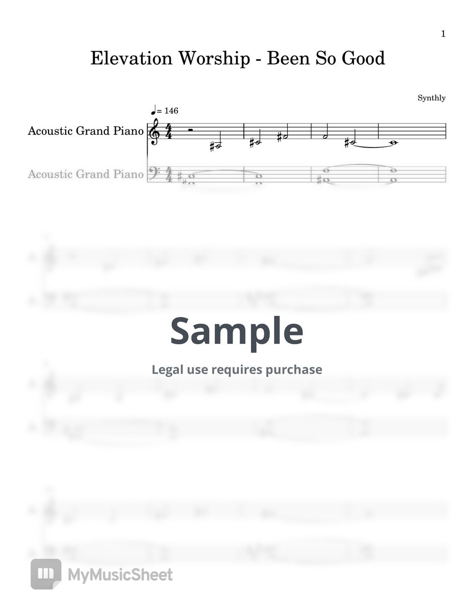 Elevation Worship Been So Good Easy Piano Sheet Sheets By Synthly 