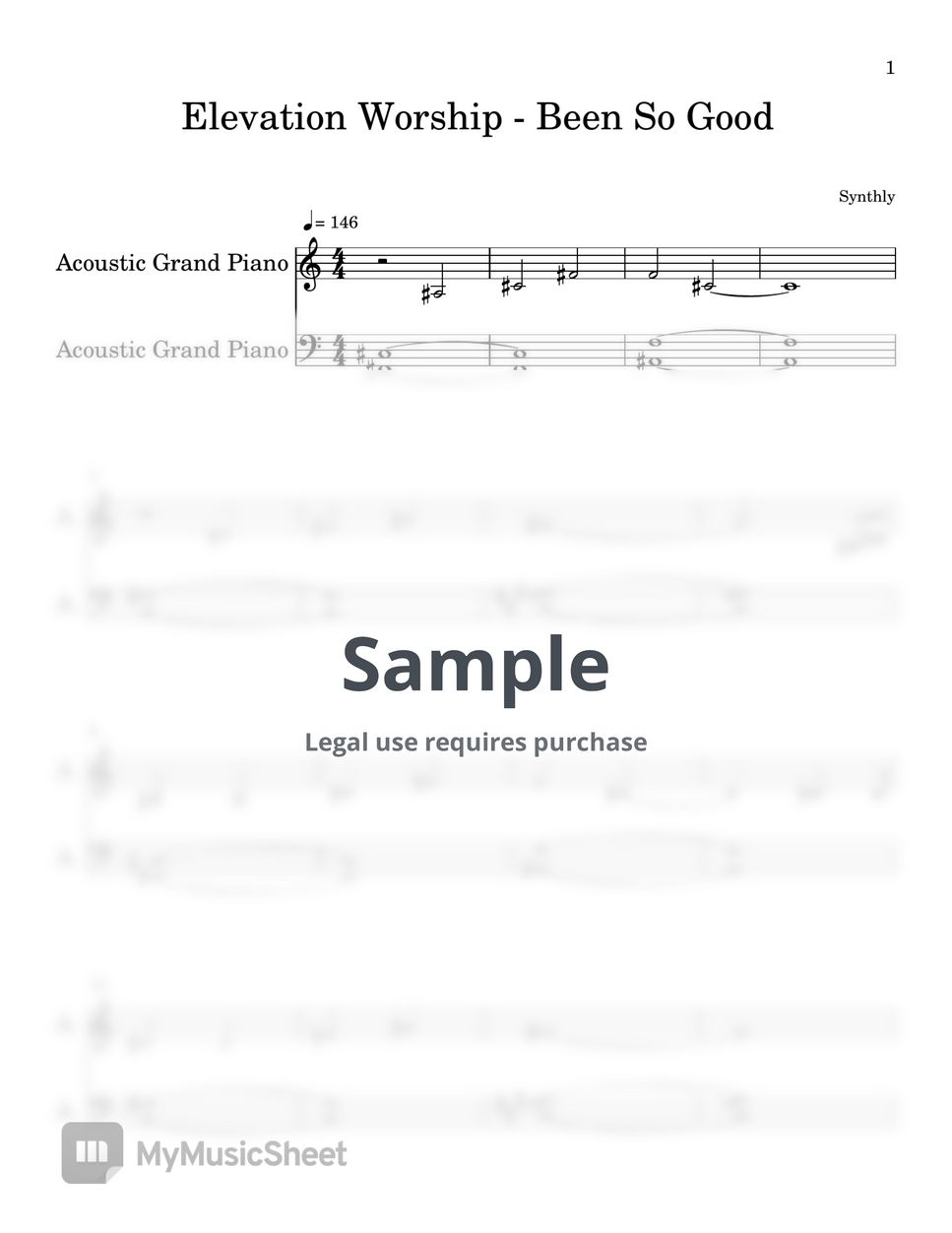 Elevation Worship - Been So Good (EASY PIANO SHEET) by Synthly