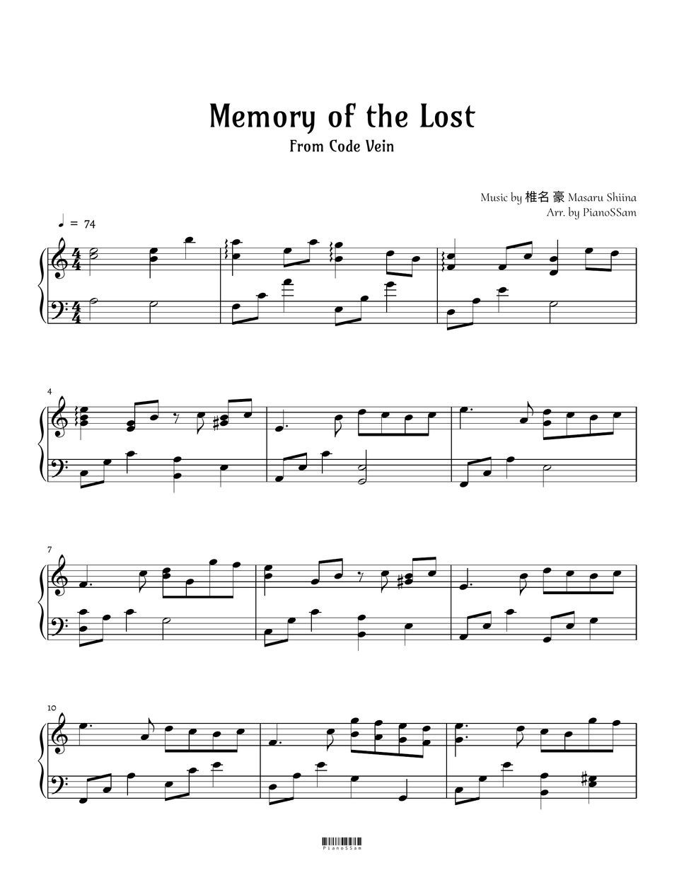 Go Shiina - Memory of the Lost (CodeVein) by PianoSSam