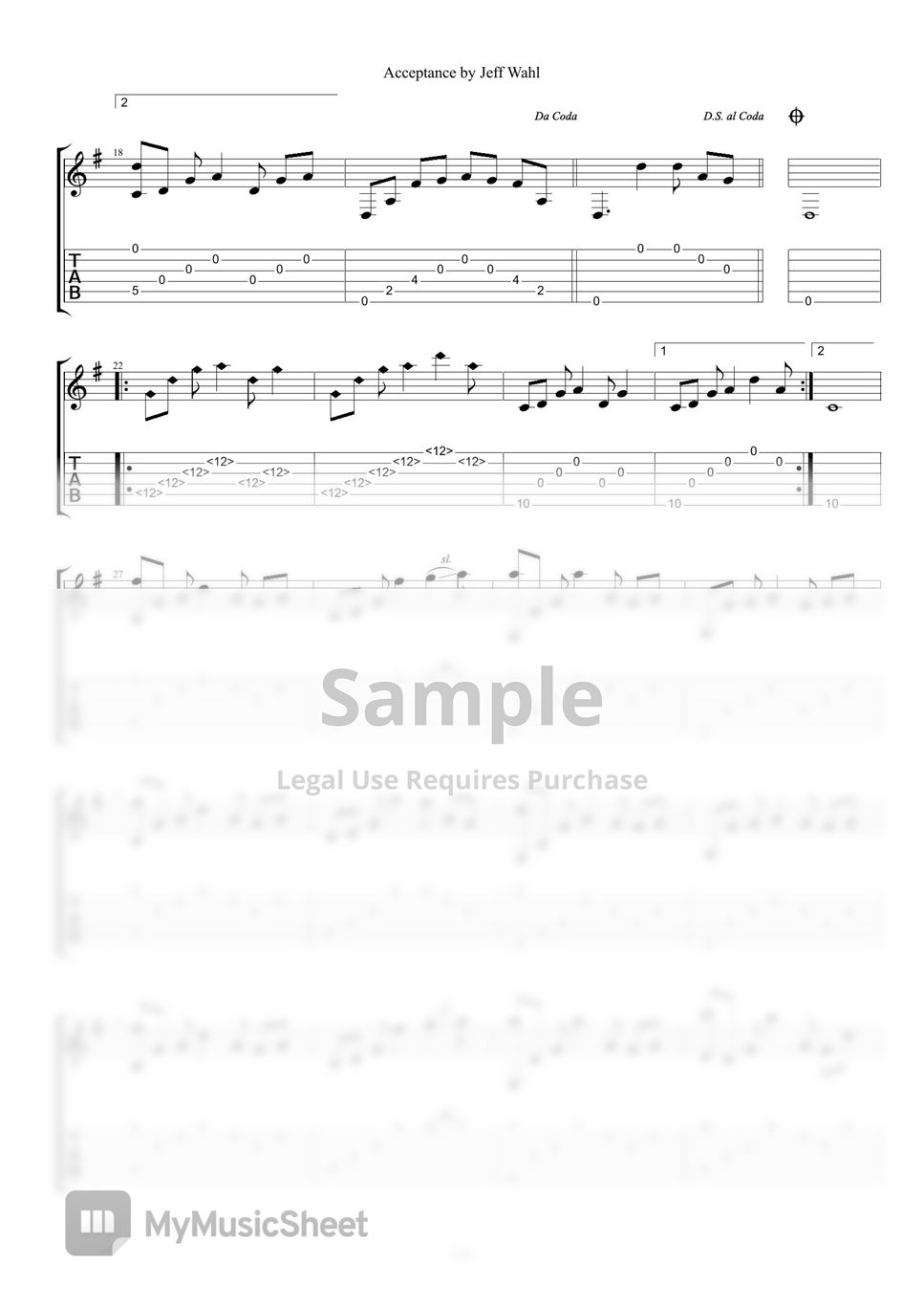 Jeff Wahl - Acceptance (TAB Sheet Music) by guitar kuitar
