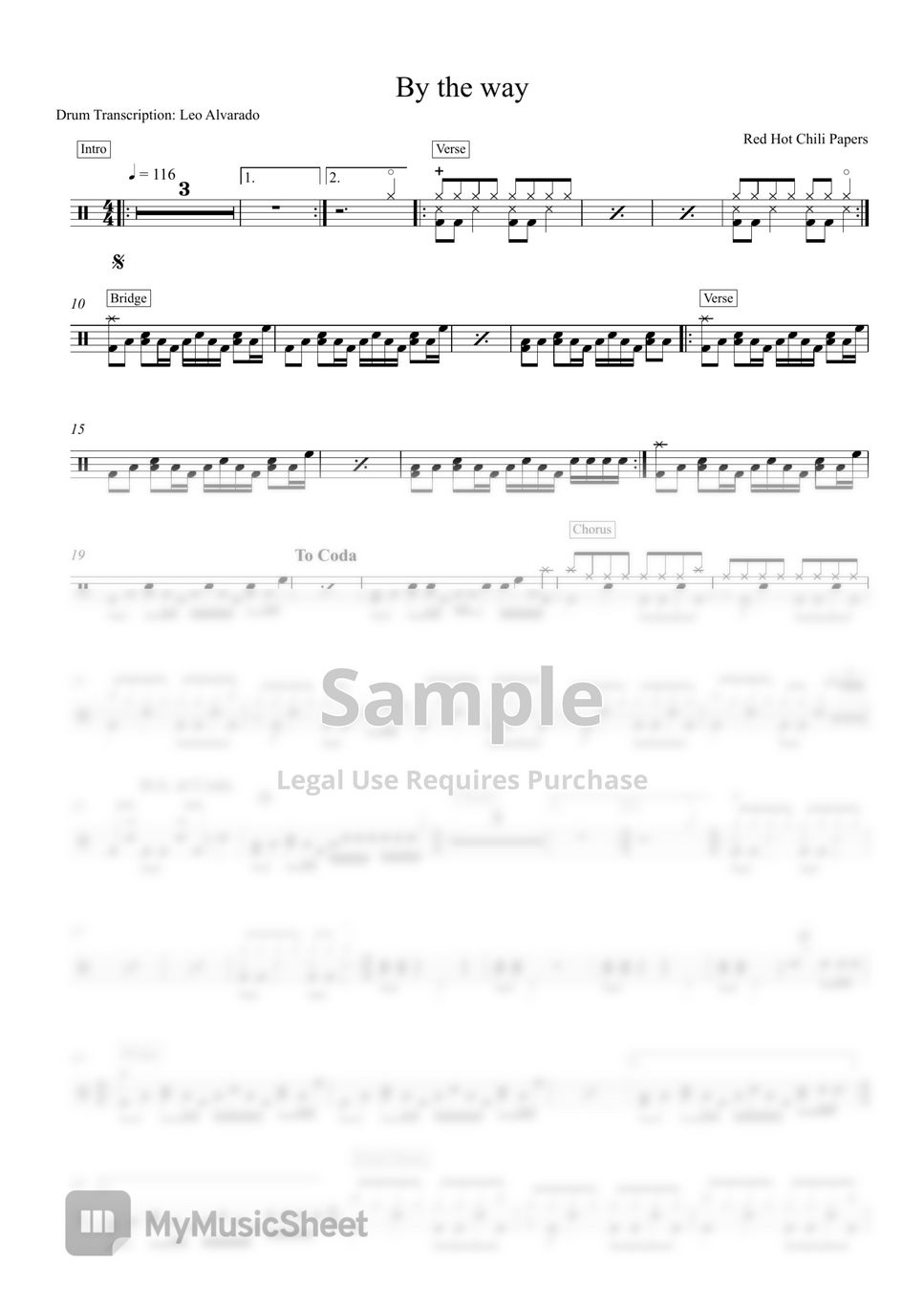 Red Hot Chili Papers - By the way by Drum Transcription: Leo Alvarado