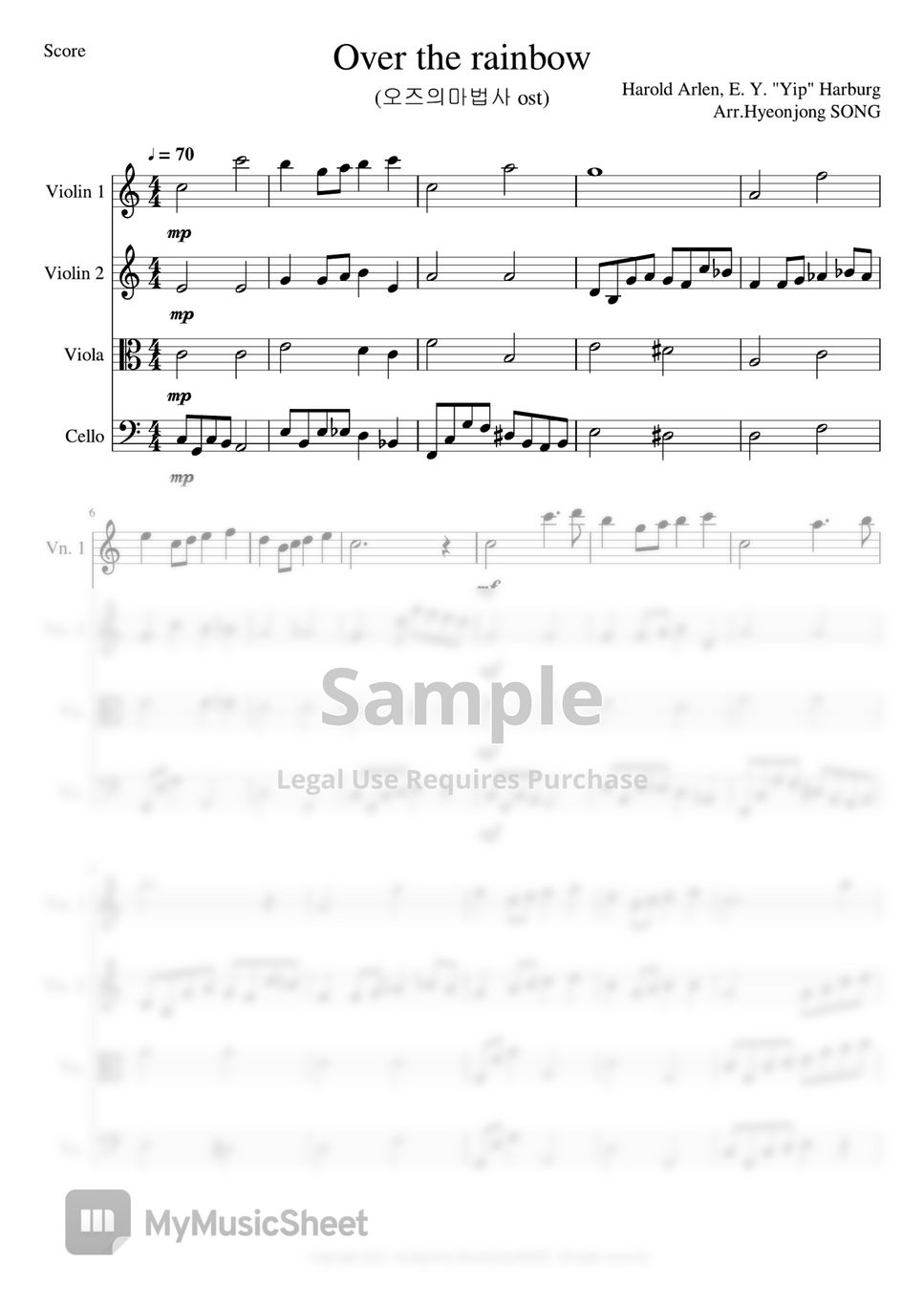 Harold Arlen - Over the rainbow (String Quartet Ver.) (Over the rainbow (String Quartet Ver.)) by Hyeonjong SONG